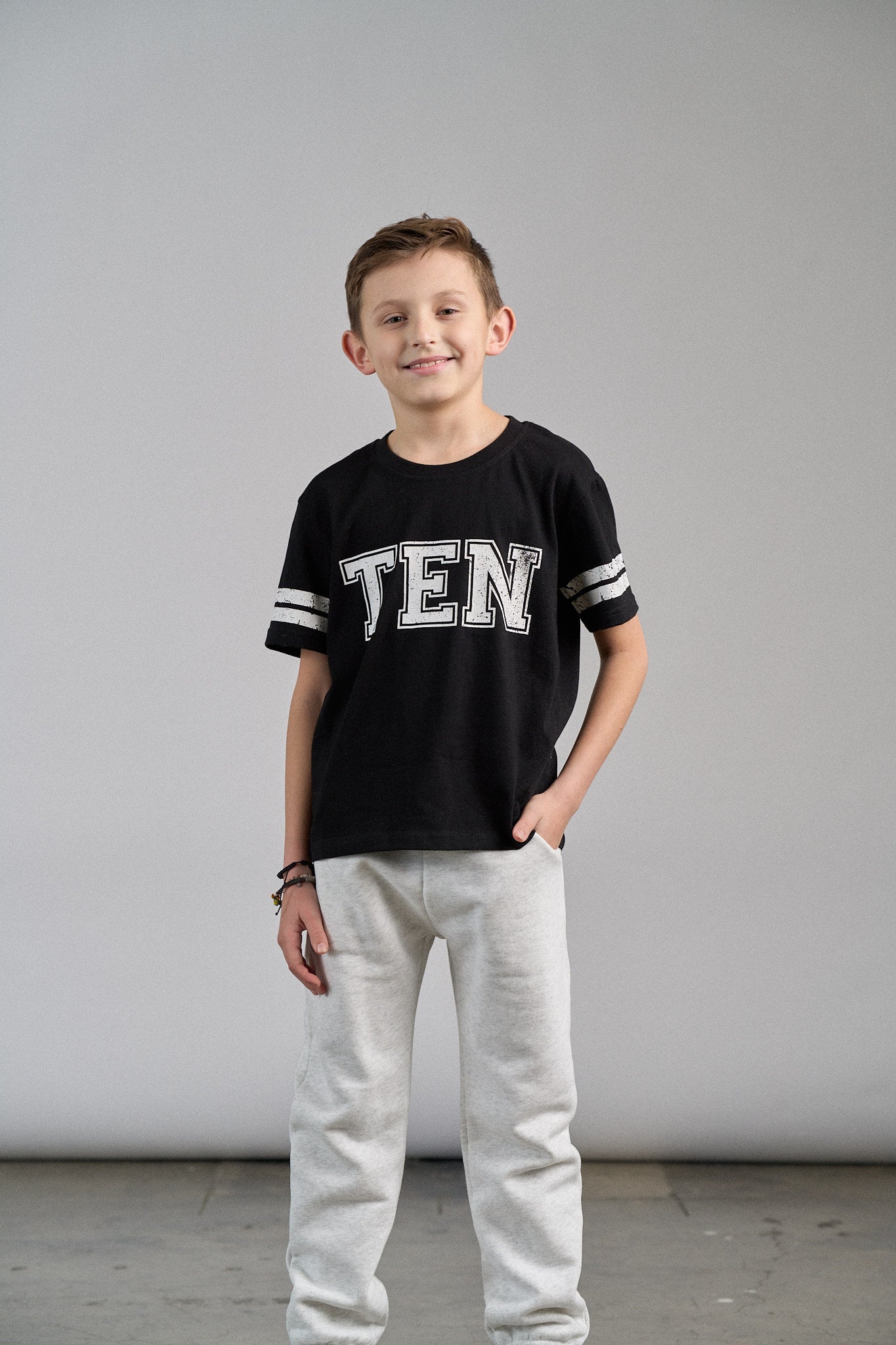Varsity 10th Birthday Elevated T-Shirt - Black | Soft Cotton Tee for Kids Birthday Parties & Celebrations