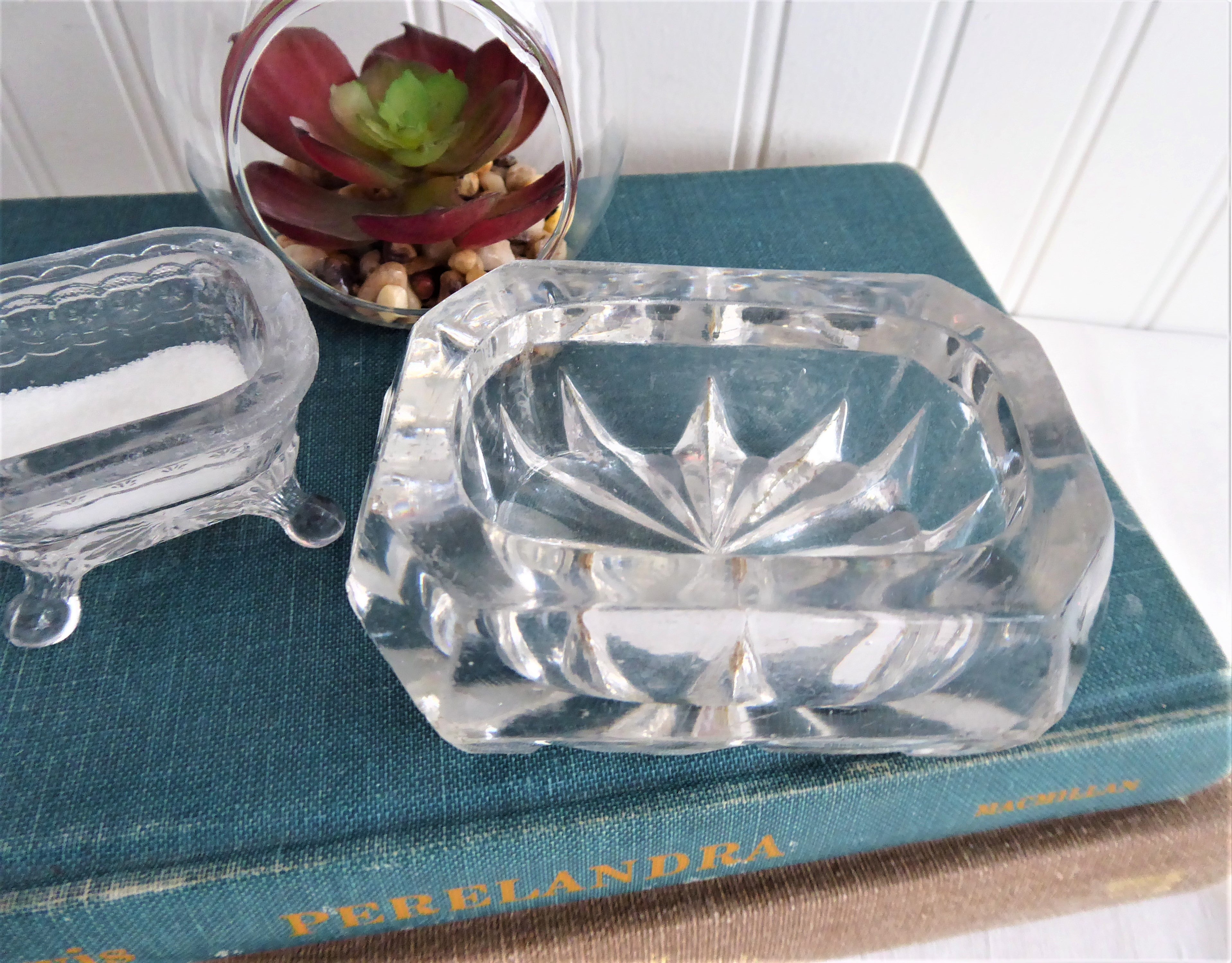 Antique Victorian Large Open Salt Master Cut Crystal with Star Bottom Faceting - 1880s Vintage Tableware for Fine Dining & Collectors