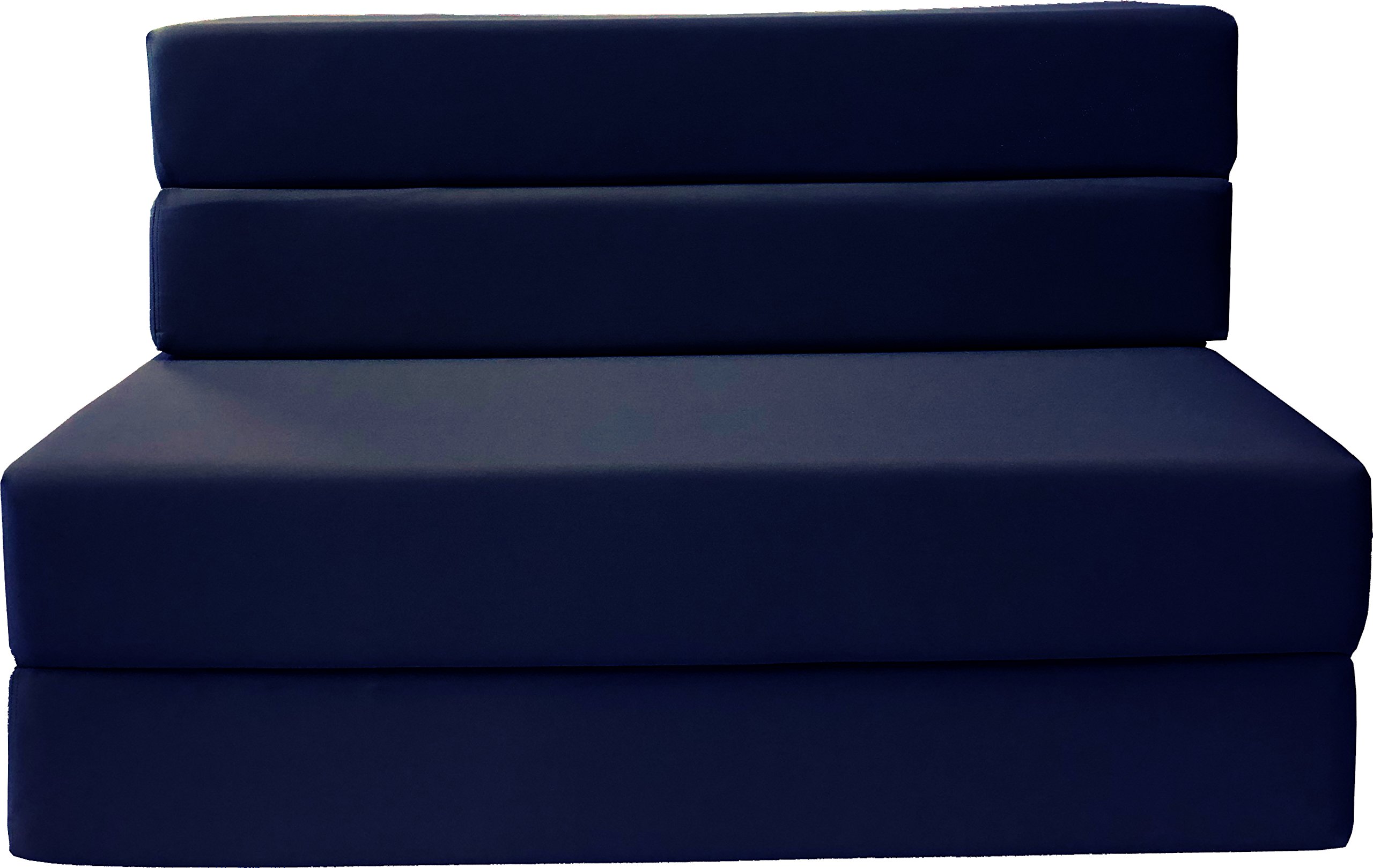 D&D Folding Foam Futon Mattress - Queen Size Navy Blue Convertible Sofa Bed for Guest Room, Small Space & Dormitory | Multi-Functional Furniture for Living Room, Office & Studio Apartment