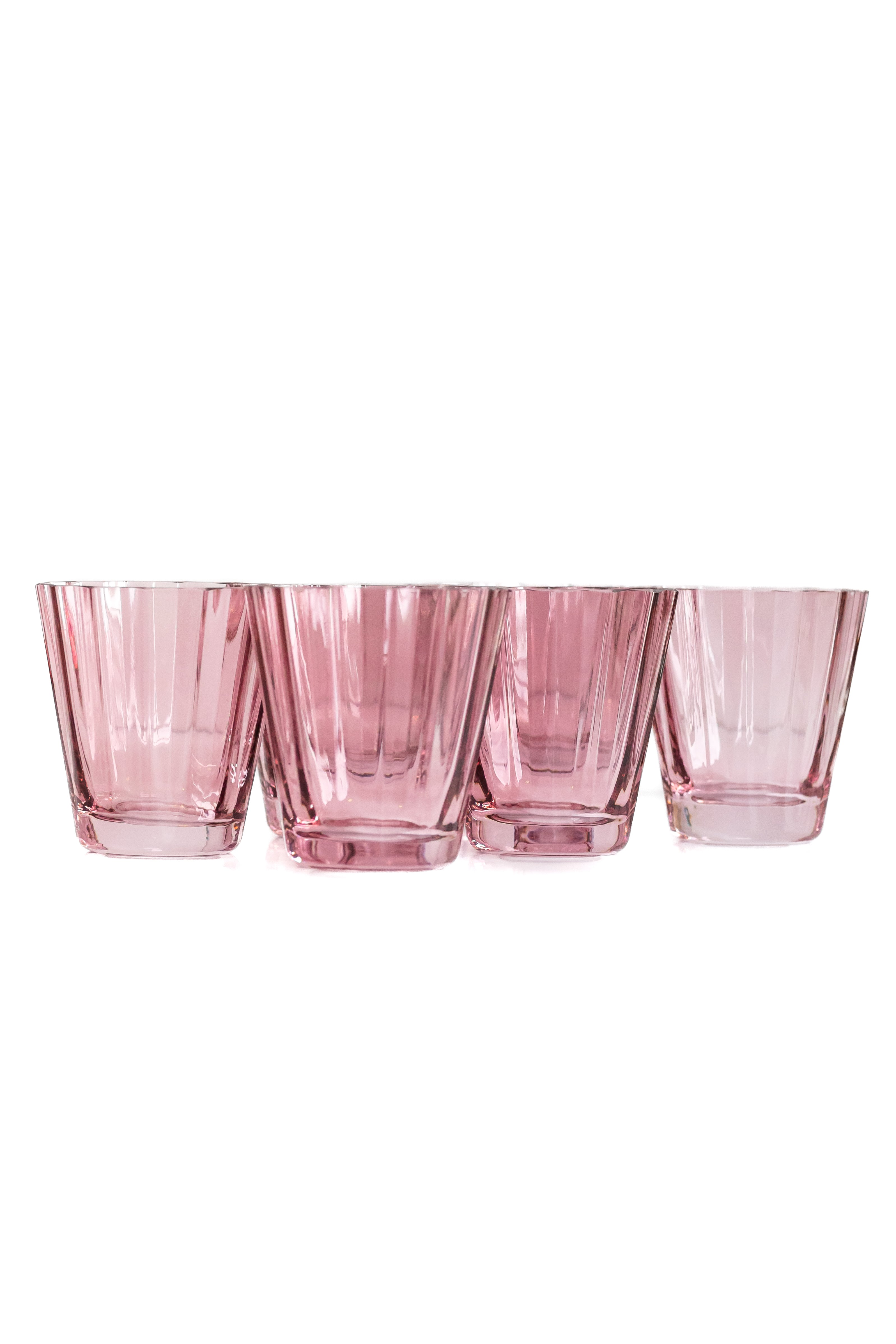 Estelle Colored Sunday Lowball Glasses - Set of 6 Rose Pink Cocktail Glasses for Iced Coffee, Juice & Summer Drinks