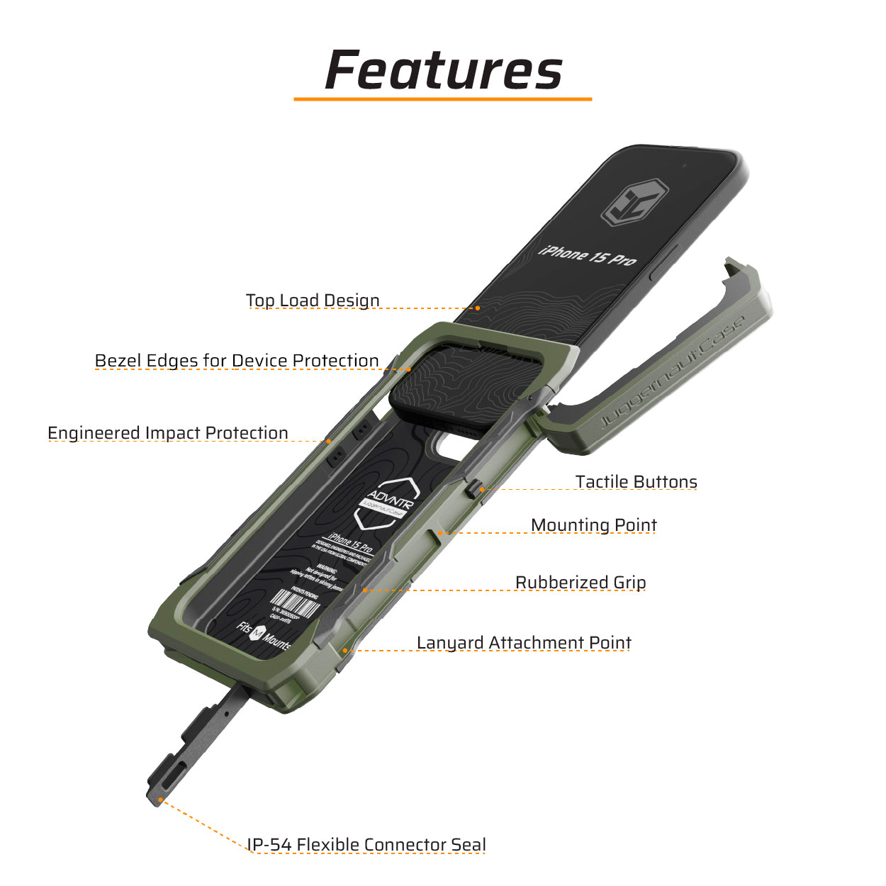 iPhone 15 Pro ADVNTR Rugged Protective Case - Shockproof & Scratch-Resistant Phone Cover | Made in USA | Perfect for Outdoor Adventures, Hiking & Extreme Sports