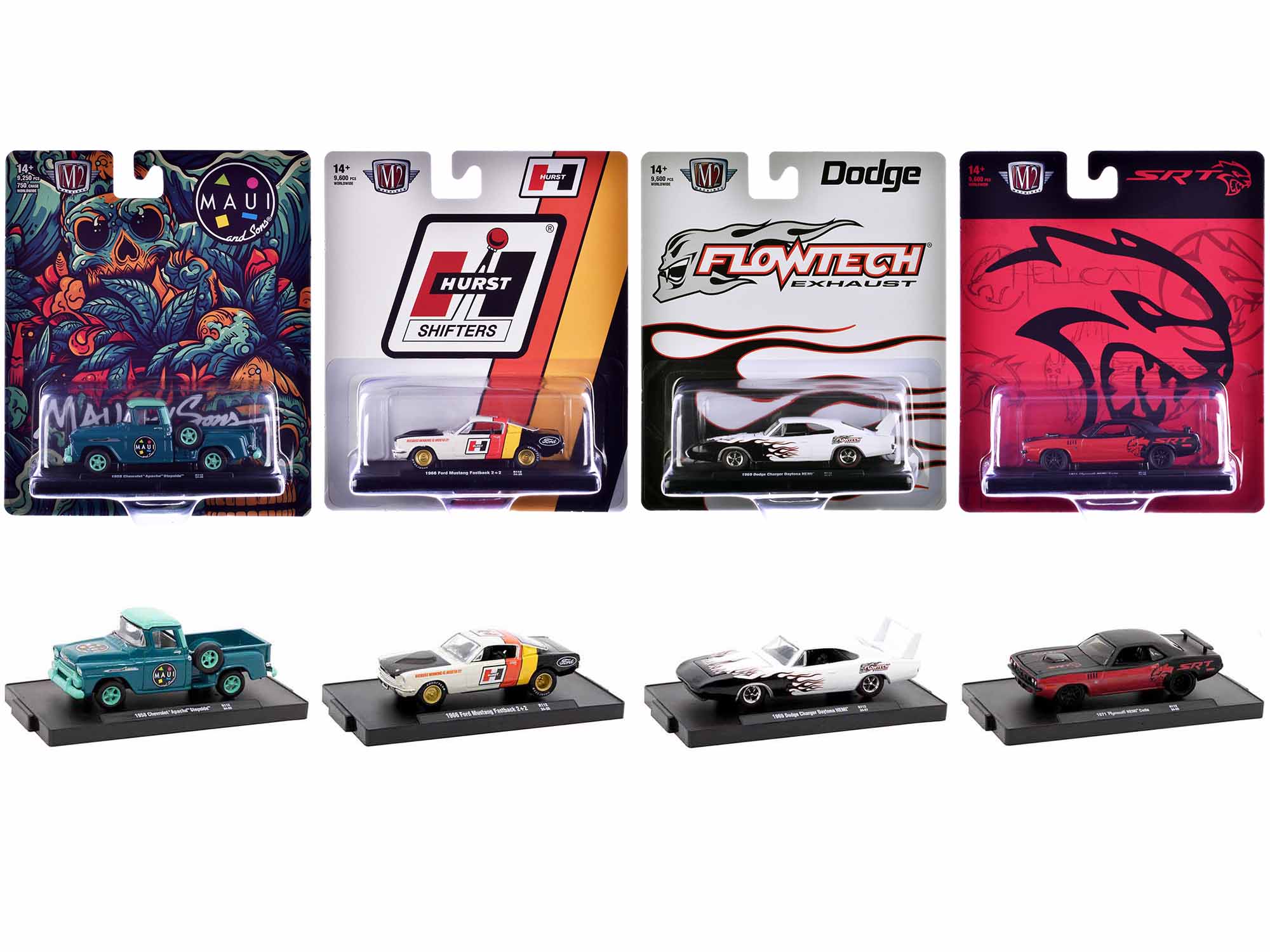 M2 Machines 1/64 Scale Diecast Model Cars - Auto Drivers Set of 4 Limited Edition (9600 Pieces Worldwide) - Collectible Die-Cast Vehicles for Display & Racing Enthusiasts - Perfect for Home Decor, Office Collections & Model Car Racing Scenes