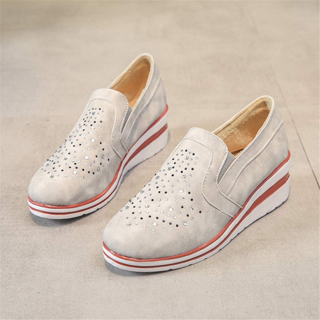 Women's Casual Slip-On Wedge Sneakers - Comfortable Rhinestone Loafers with Breathable Round Toe | Perfect for Work, Travel & Everyday Wear