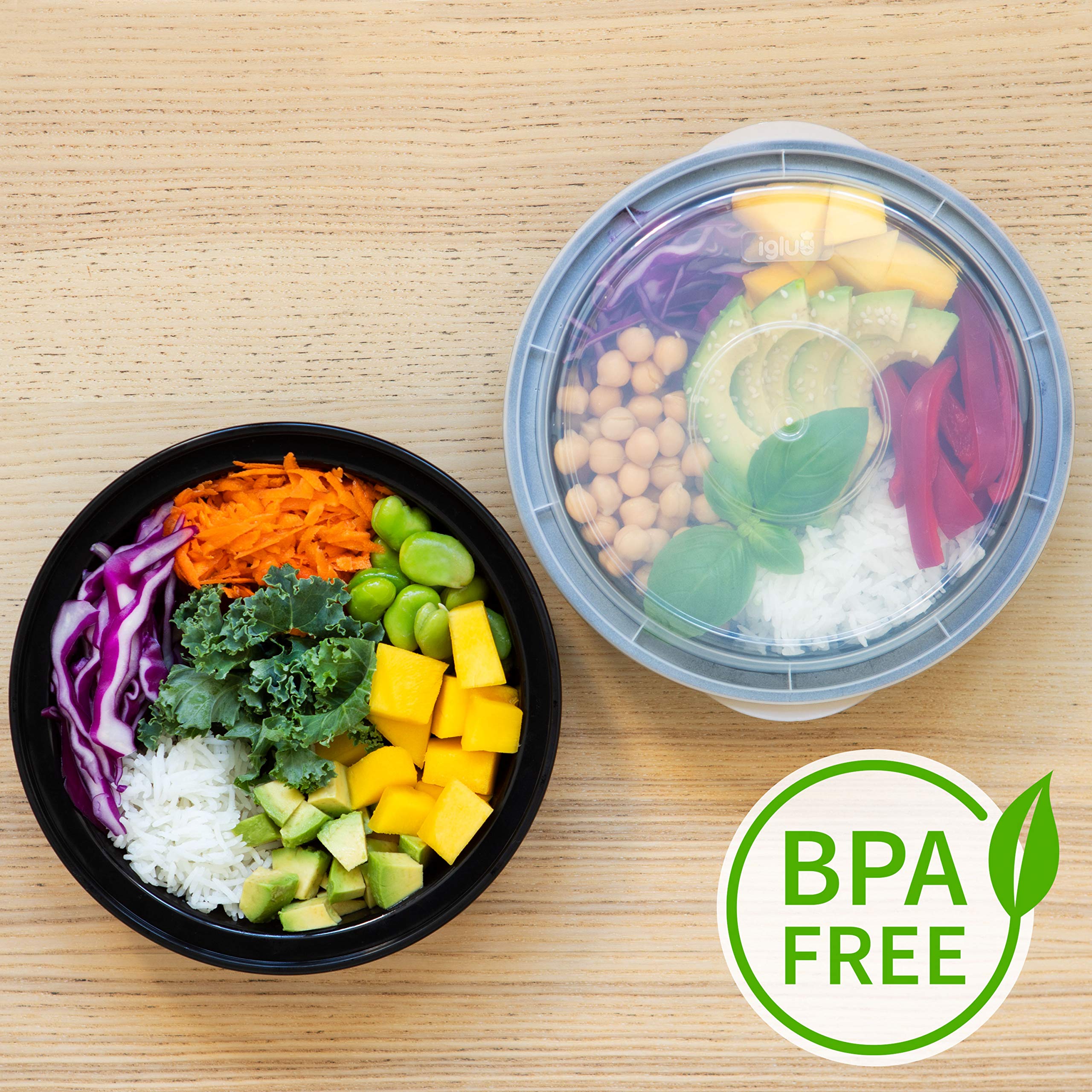 BPA-Free Round Plastic Meal Prep Containers with Airtight Lids - 10 Pack 28oz Reusable Food Storage Containers - Microwave, Freezer & Dishwasher Safe - Stackable Salad Bowls for Meal Prepping, Lunches & Leftovers