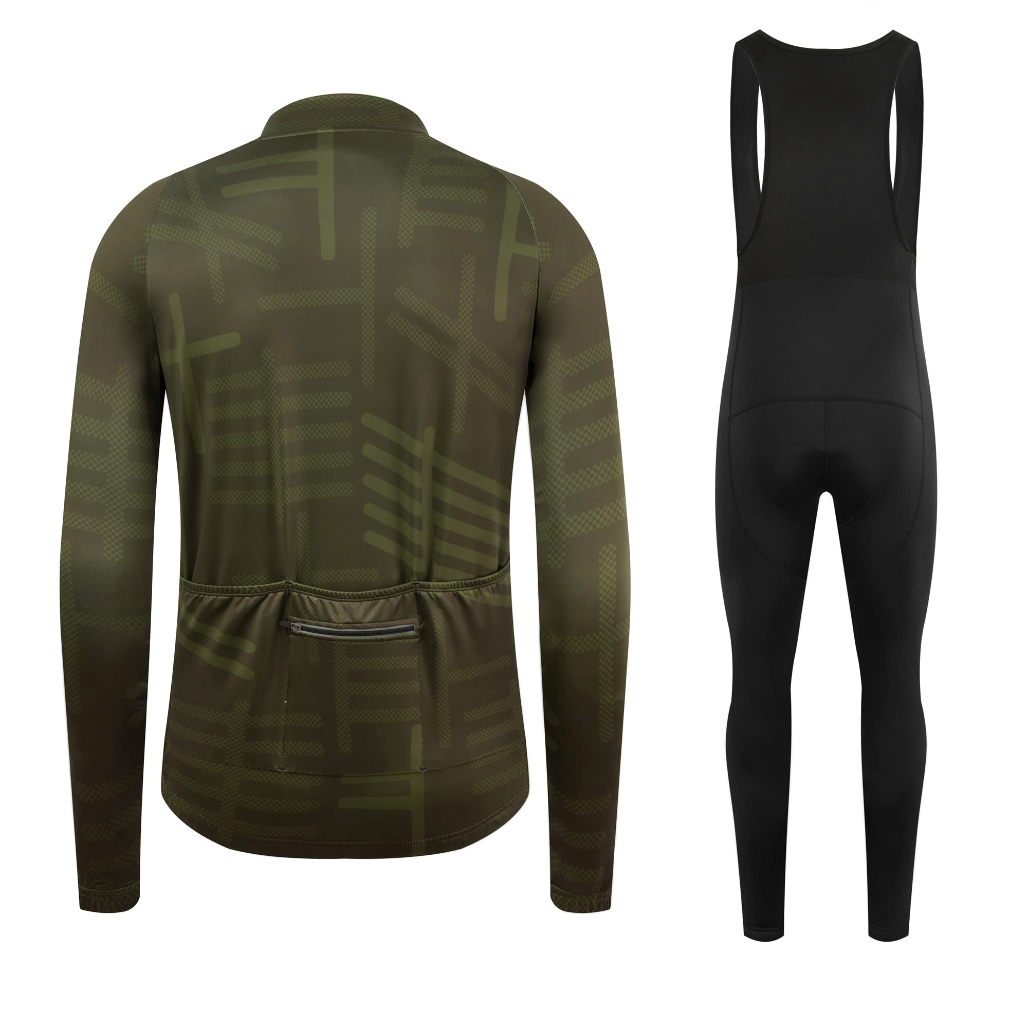 **GCRFL Winter Cycling Jersey Set - Thermal Fleece Bike Jersey & Bib Pants for Men - Long Sleeve Cold Weather Cycling Outfit - Ideal for Road Biking, Commuting & Winter Training**