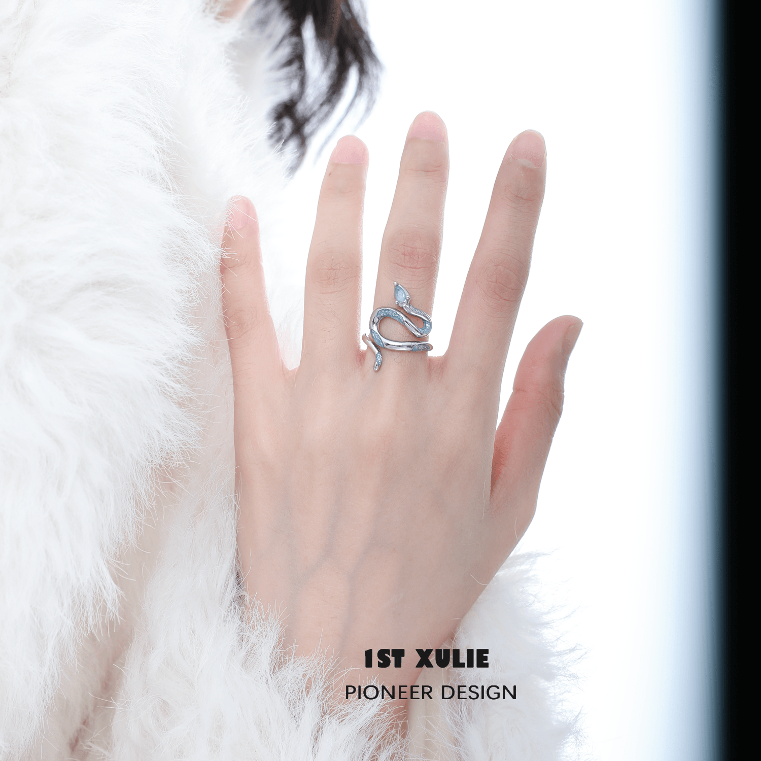Frozen Serpent Girl Spiral Snake S925 Sterling Silver Adjustable Opening Ring for Women - Gothic Jewelry, Witchy Accessories, Perfect for Halloween Costumes & Dark Fashion Lovers