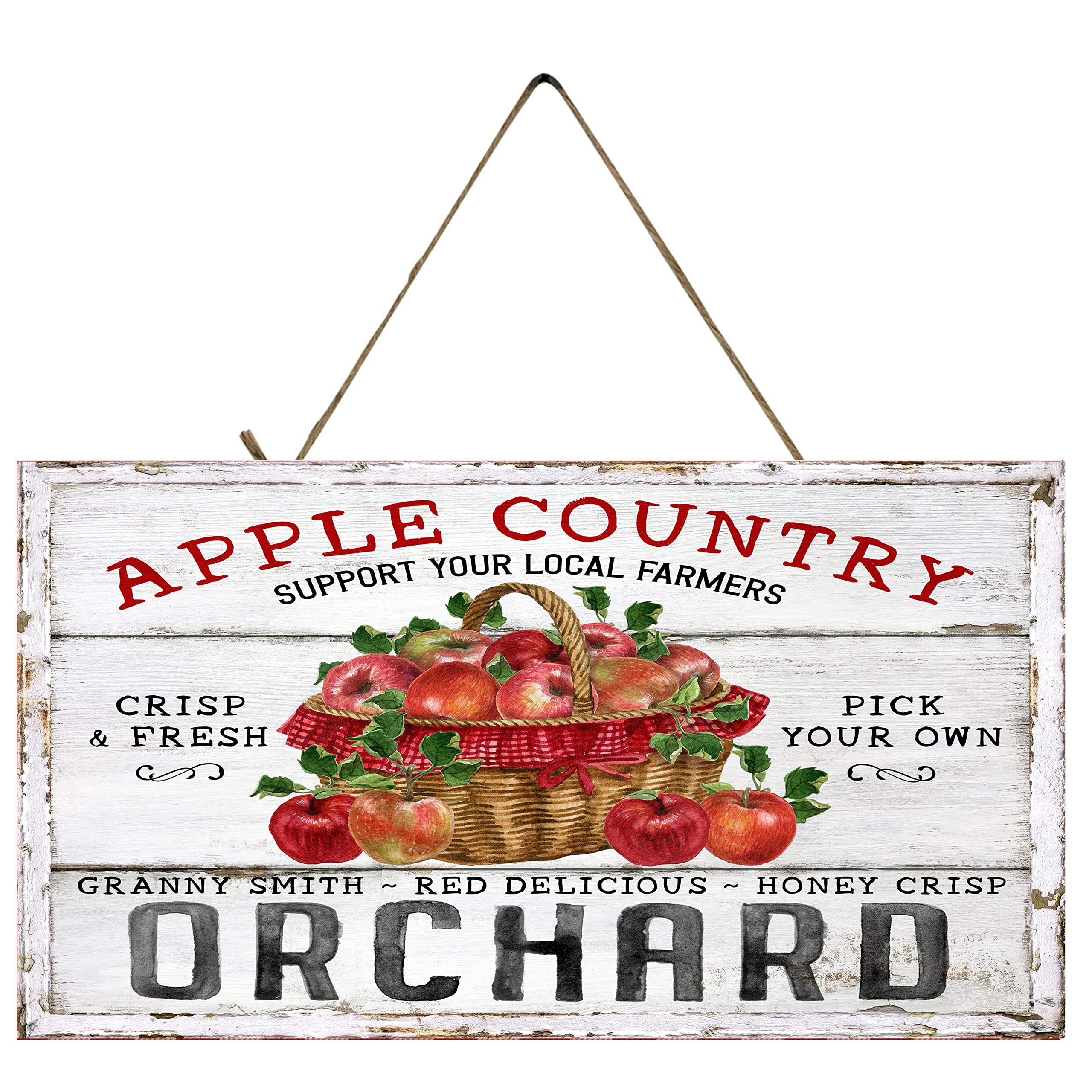 Handmade Apple Orchard Wooden Sign - Rustic Farmhouse Decor for Kitchen, Garden & Country Home