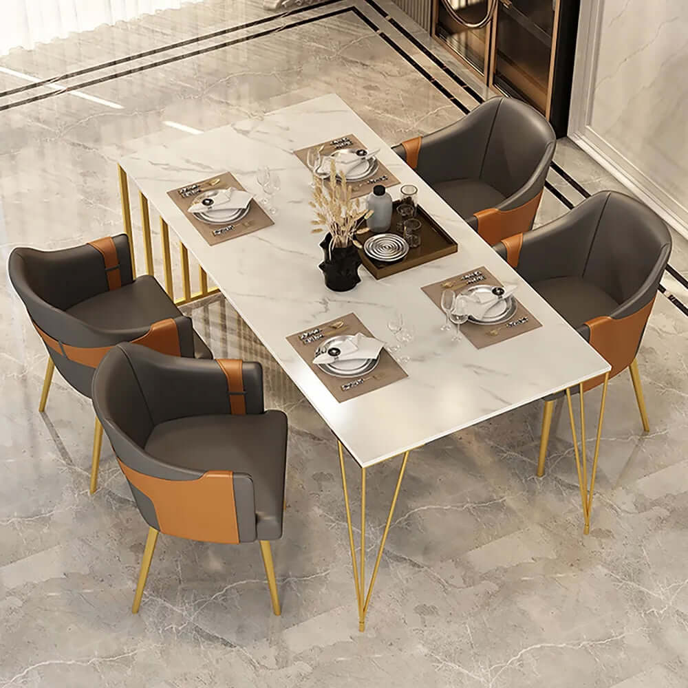 Modern Mid-Century Upholstered PU Leather Dining Chairs with Arms - Set of 2 - Elegant Home Dining Room Furniture for Kitchen, Breakfast Nook & Small Space Entertaining