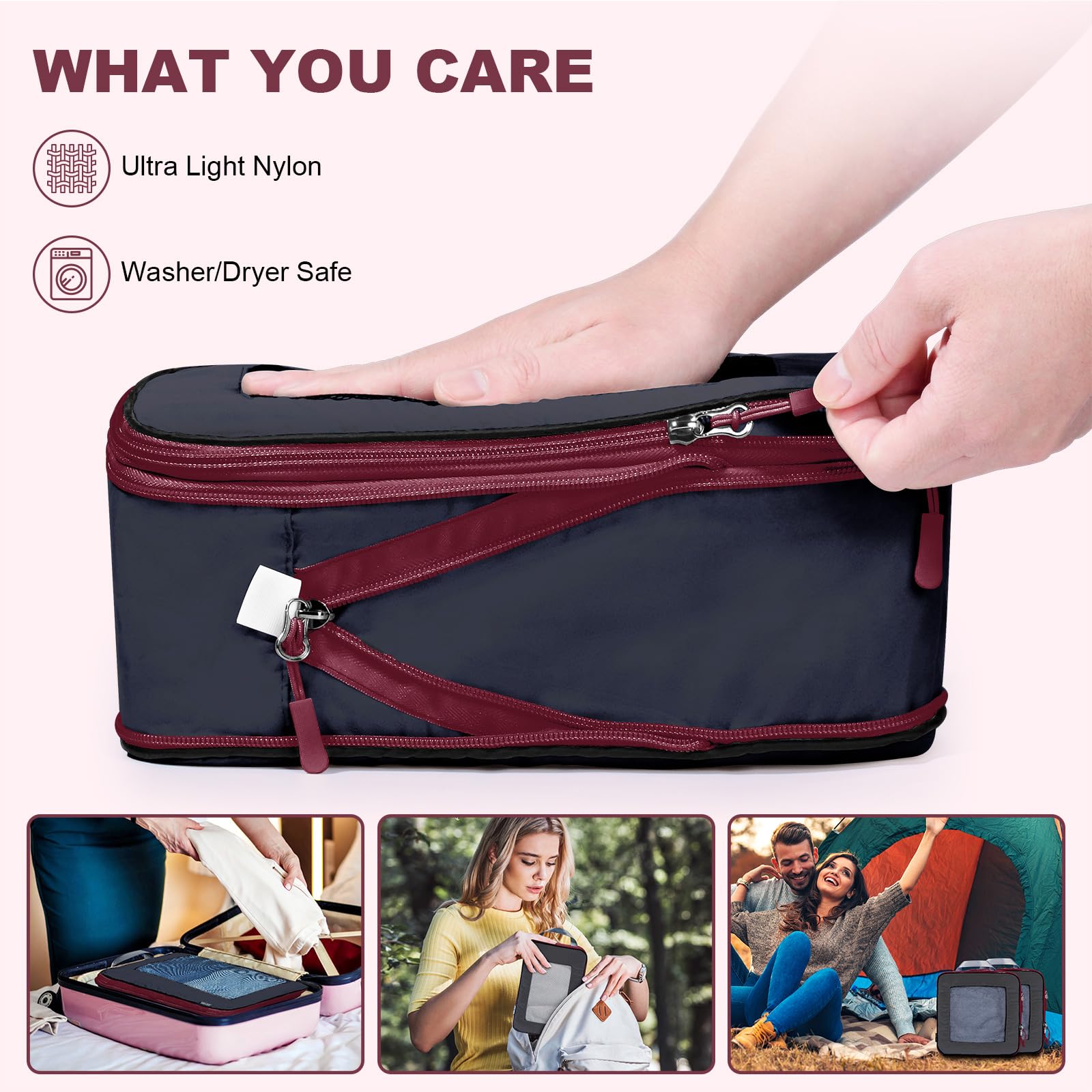 7-Piece Set Compression Packing Cubes - Expandable Travel Organizer for Luggage, Suitcase & Backpack - Perfect for Carry-On, Business Trips & Vacation Packing