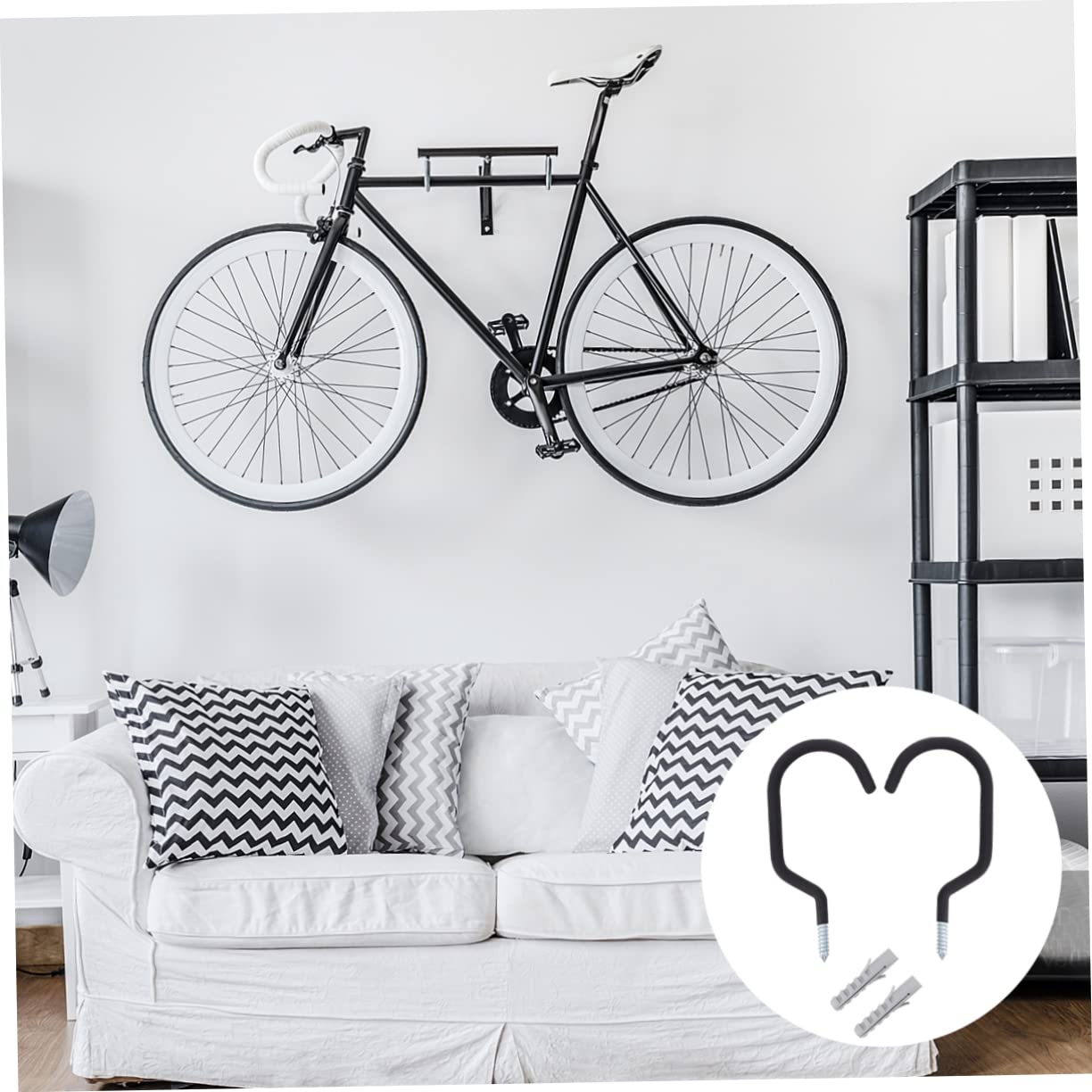FOYTOKI Heavy Duty Bike Hooks - Wall Mounted Bicycle Storage Hanger with Bolts (2-Pack) - Perfect for Garage, Basement & Apartment Bike Organization