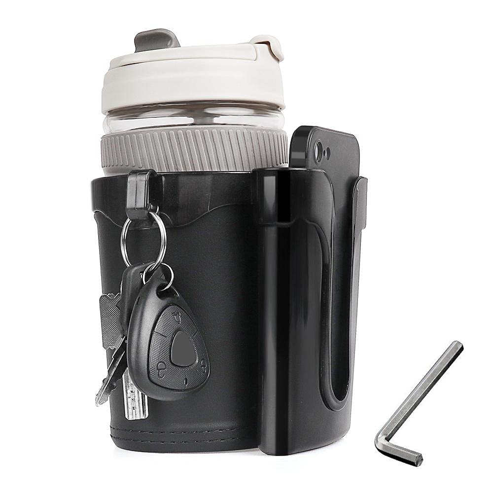 3-in-1 Bicycle Water Bottle Holder with Phone Storage Box - Bike Drink & Coffee Cup Holder, Keys Organizer (Black) - Perfect for Cycling, Commuting & Outdoor Adventures