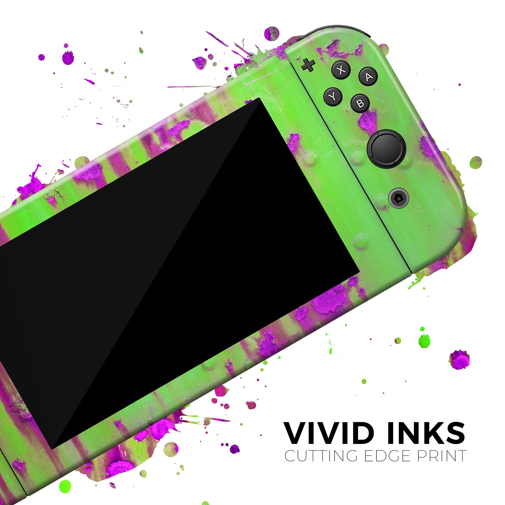 Nintendo Switch Pro Controller Skin - Scratch-Resistant Removable Vinyl Wrap Cover in Lime Green & Hot Purple Rust | Protective Decal for Gaming, Travel & Home Use