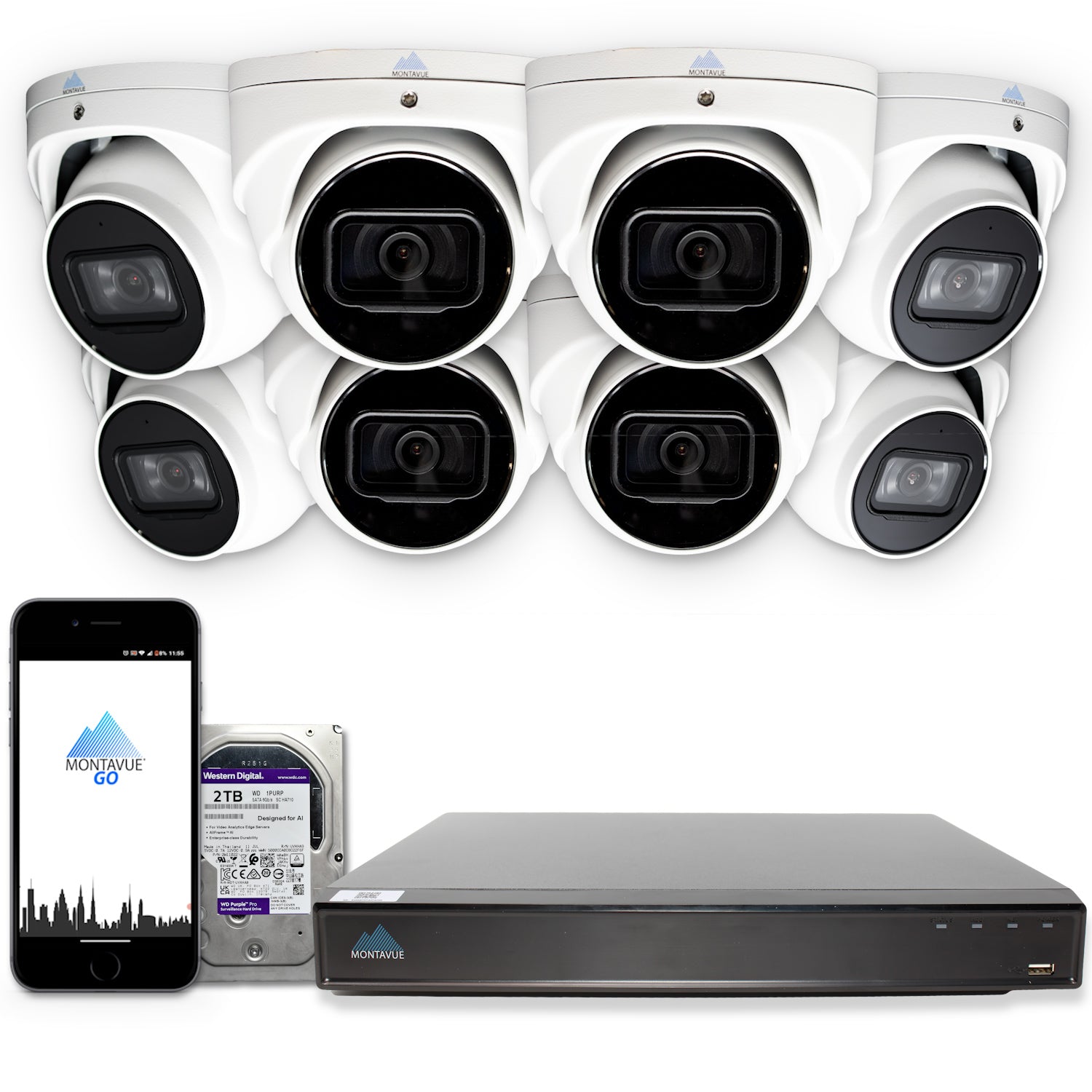 MTT8108 X Package - 8MP 4K SMD 4.0 Turret Security Camera System with 8 Channel NVR and 2TB HDD | Indoor/Outdoor Surveillance for Home & Business Security