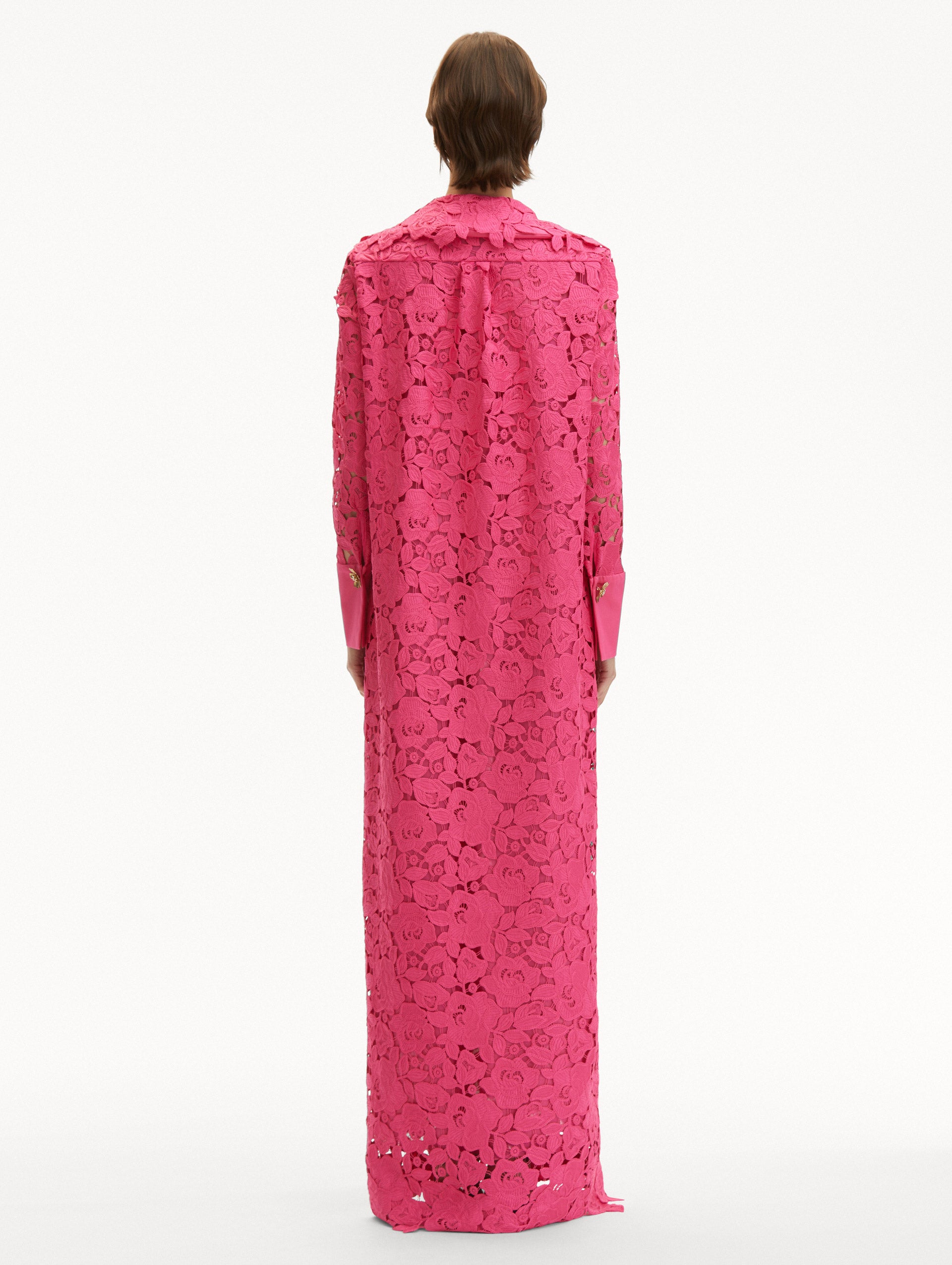 Elegant English Rose Guipure Lace Long Sleeve Evening Gown - Perfect for Weddings, Proms & Formal Events