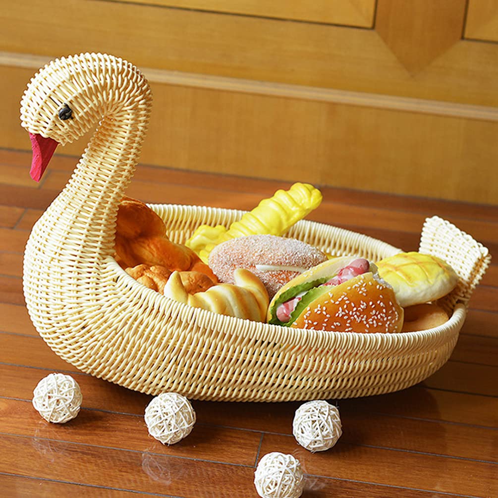 DOITOOL Handmade Rattan Storage Basket - 1pc Natural Woven Bathroom Organizer, Desktop Plastic Utility Basket for Kids Toys & Snacks | Perfect for Home Decor, Nursery Storage & Bathroom Organization