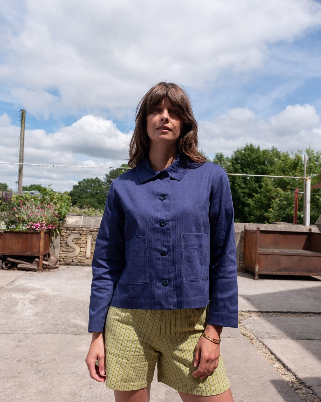 Corinne Women's Cotton Utility Jacket - Lightweight Indigo Denim Workwear Jacket for Casual Outfits & Outdoor Adventures