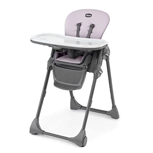 Chicco Polly Highchair - Ava | Pink Baby Feeding Chair with Adjustable Height & Reclining Seat - Perfect for Home, Restaurant & Travel Use