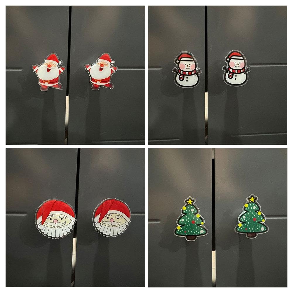 Christmas Cabinet Knob Covers - 2PCS Festive Snowman Santa Claus Tree Shaped Knob Covers for Cabinets & Doors | Holiday Home Decor for Christmas Tree, Kitchen, Bathroom & Living Room