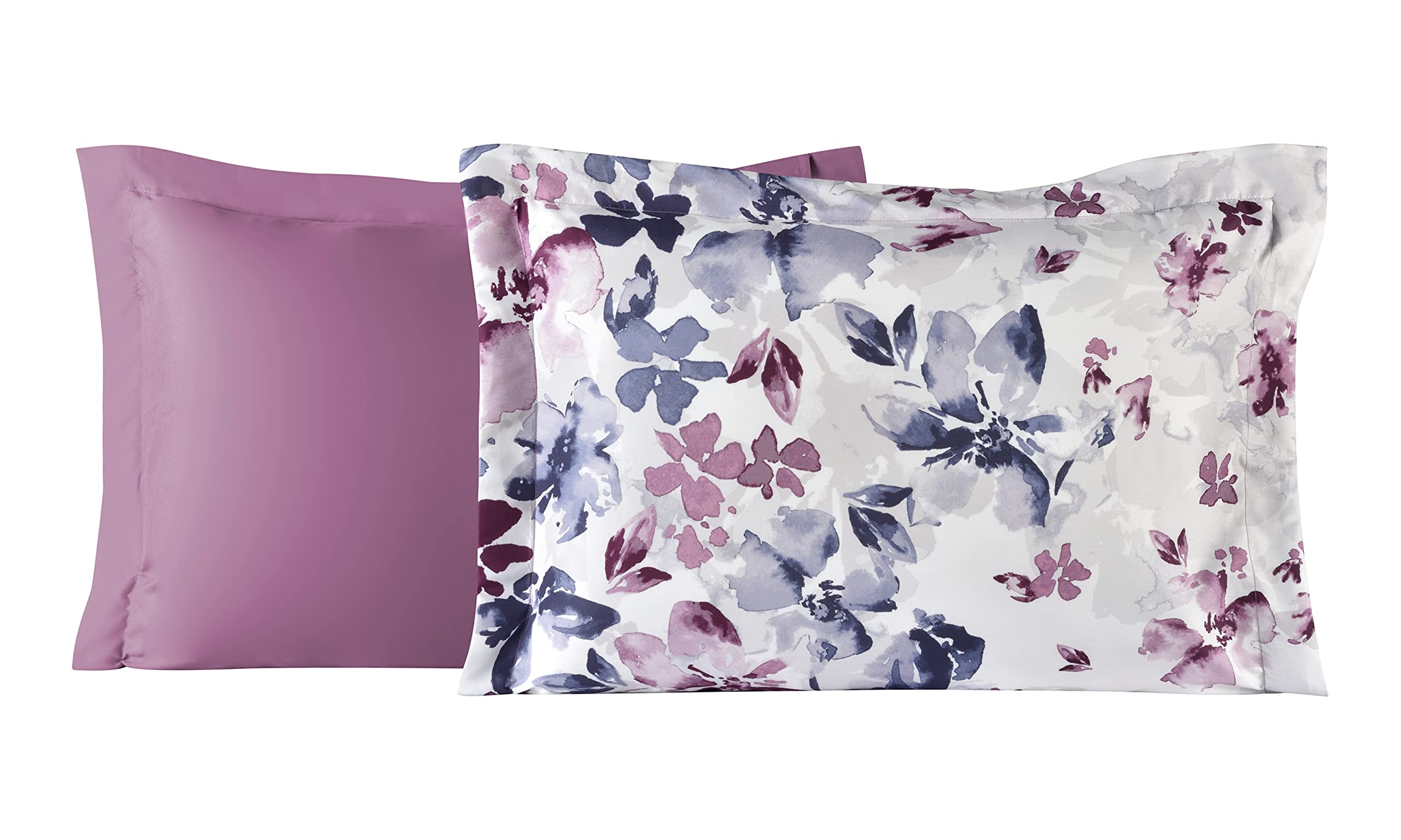 Monica 6-Piece Twin Size Bed-in-A-Bag Set - White & Lilac Floral Pattern Comforter, Sheet & Pillowcase Set for Girls Bedroom Decor