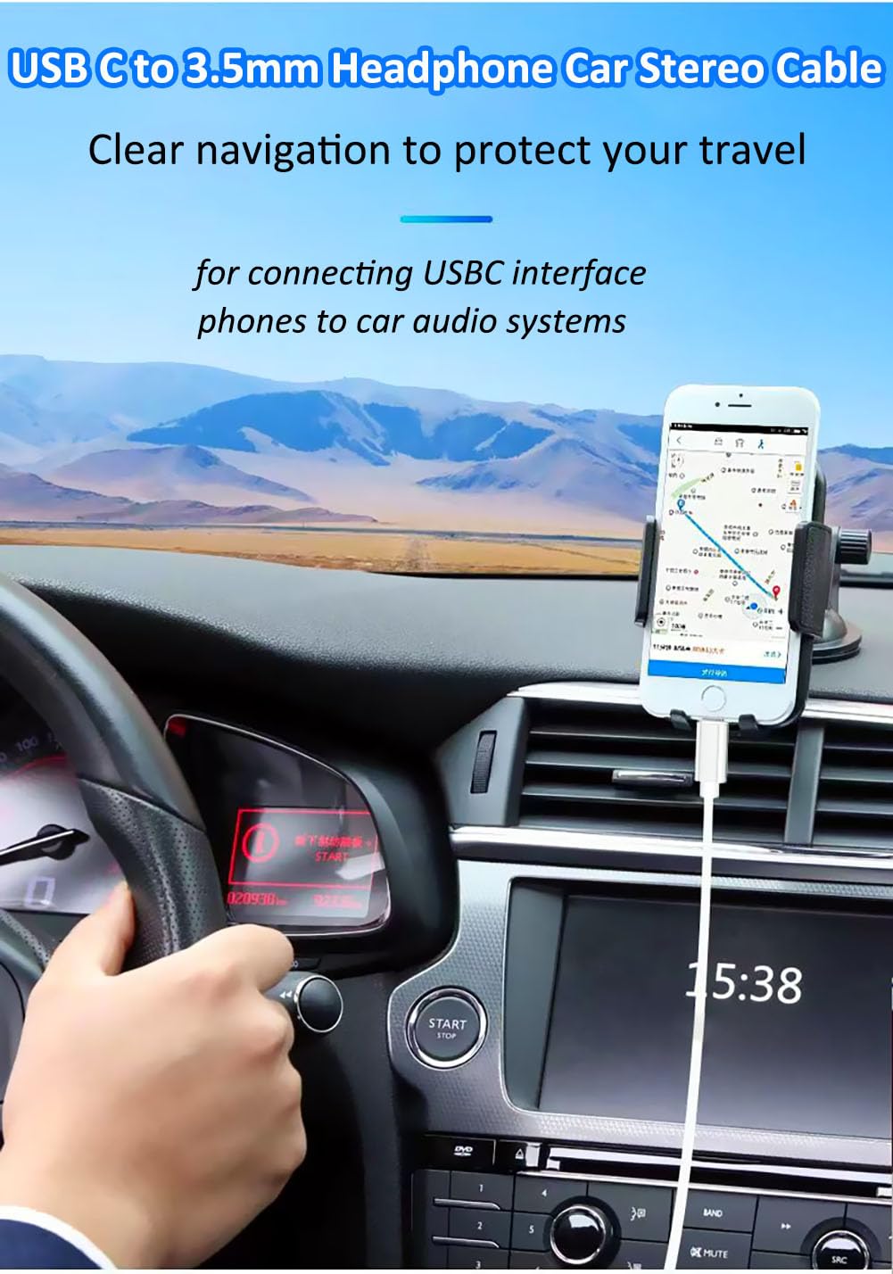 USB C to 3.5mm Audio Aux Jack Cable - 3.3FT Braided Nylon Headphone Adapter for iPhone 16/15 Pro Max, MacBook, Galaxy S23/S22 Ultra, iPad Pro/Air - Car Speaker, Home Stereo & Gaming Headset Connection
