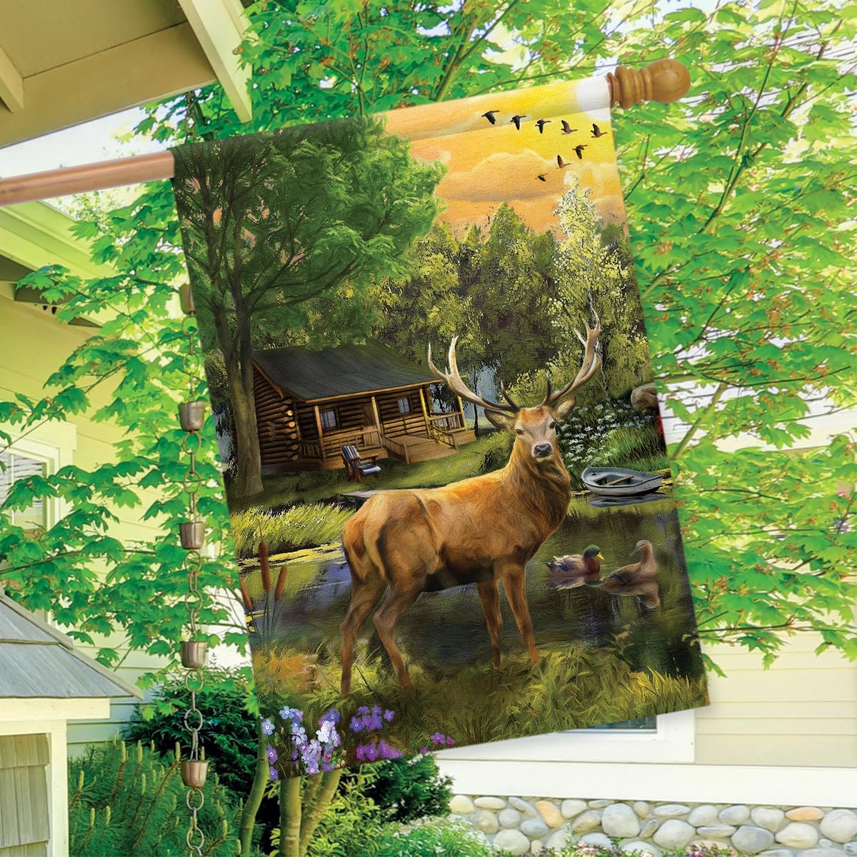 Briarwood Lane Great Outdoors Elk House Flag - Durable Outdoor Decor for Cabin, Lodge & Hunting Camp - Perfect for Seasonal Display & Wildlife Enthusiasts