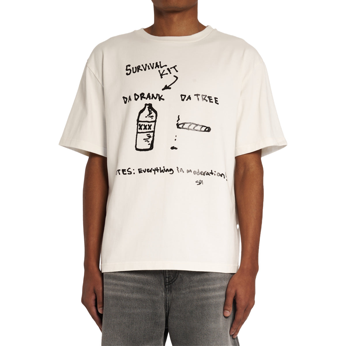 Cudi's Sketch #0 Tee - Premium White Cotton T-Shirt for Men | Streetwear Fashion, Casual Wear & Concert Outfits