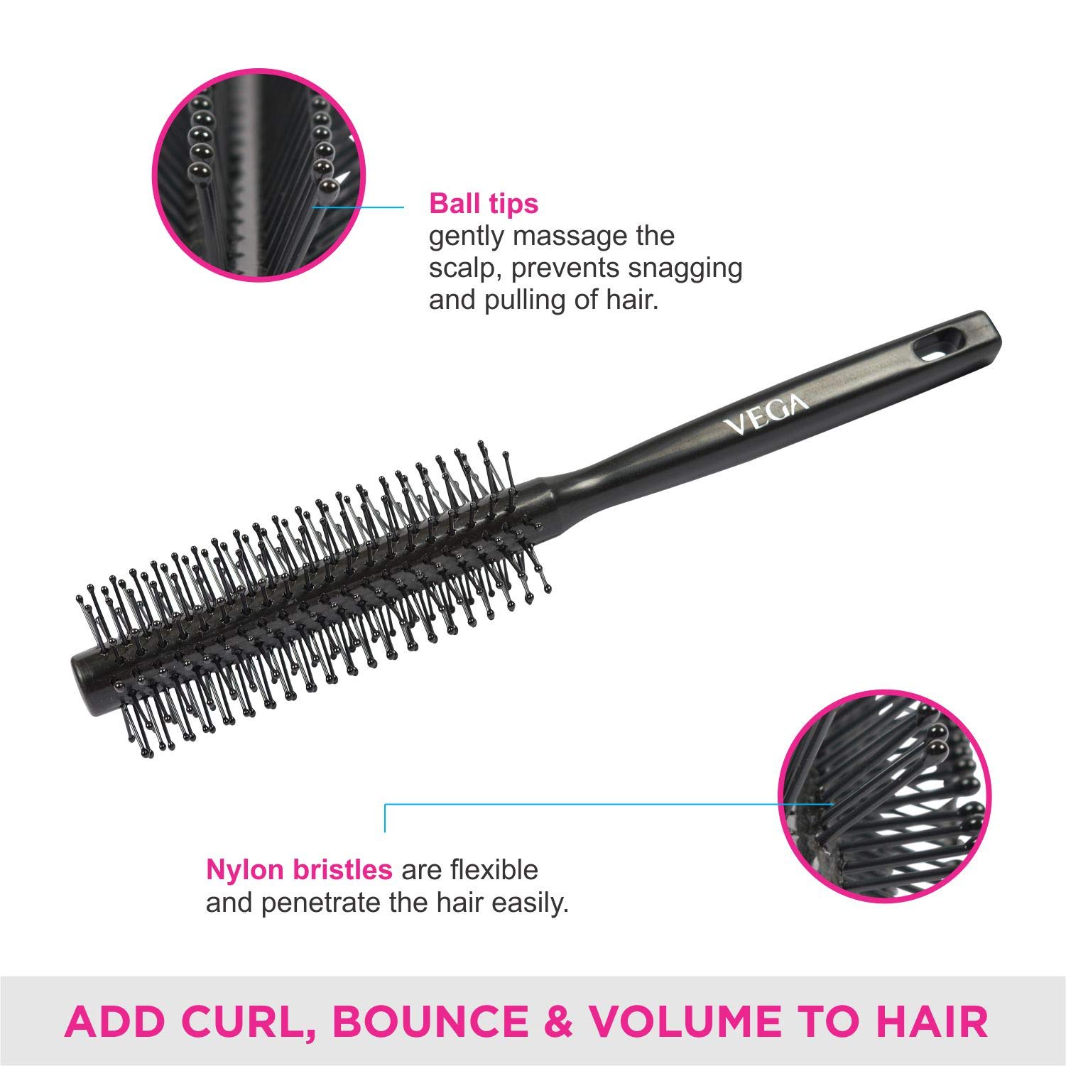 VEGA Pumice Stone & Nail Brush with Handle for Men and Women - Exfoliating Foot Scrubber & Callus Remover - Perfect for Pedicure, Manicure, and At-Home Foot Care (Color May Vary)