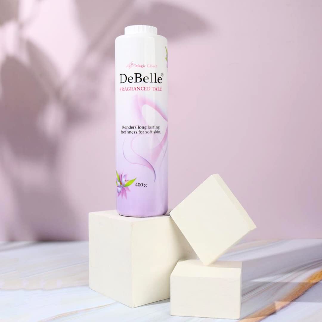 DeBelle Fragranced Face and Body Talc Powder - 2 Pack (400G Each) | Lavender Scented Talcum Powder for Men & Women | Softening & Refreshing for Daily Skincare & Body Care