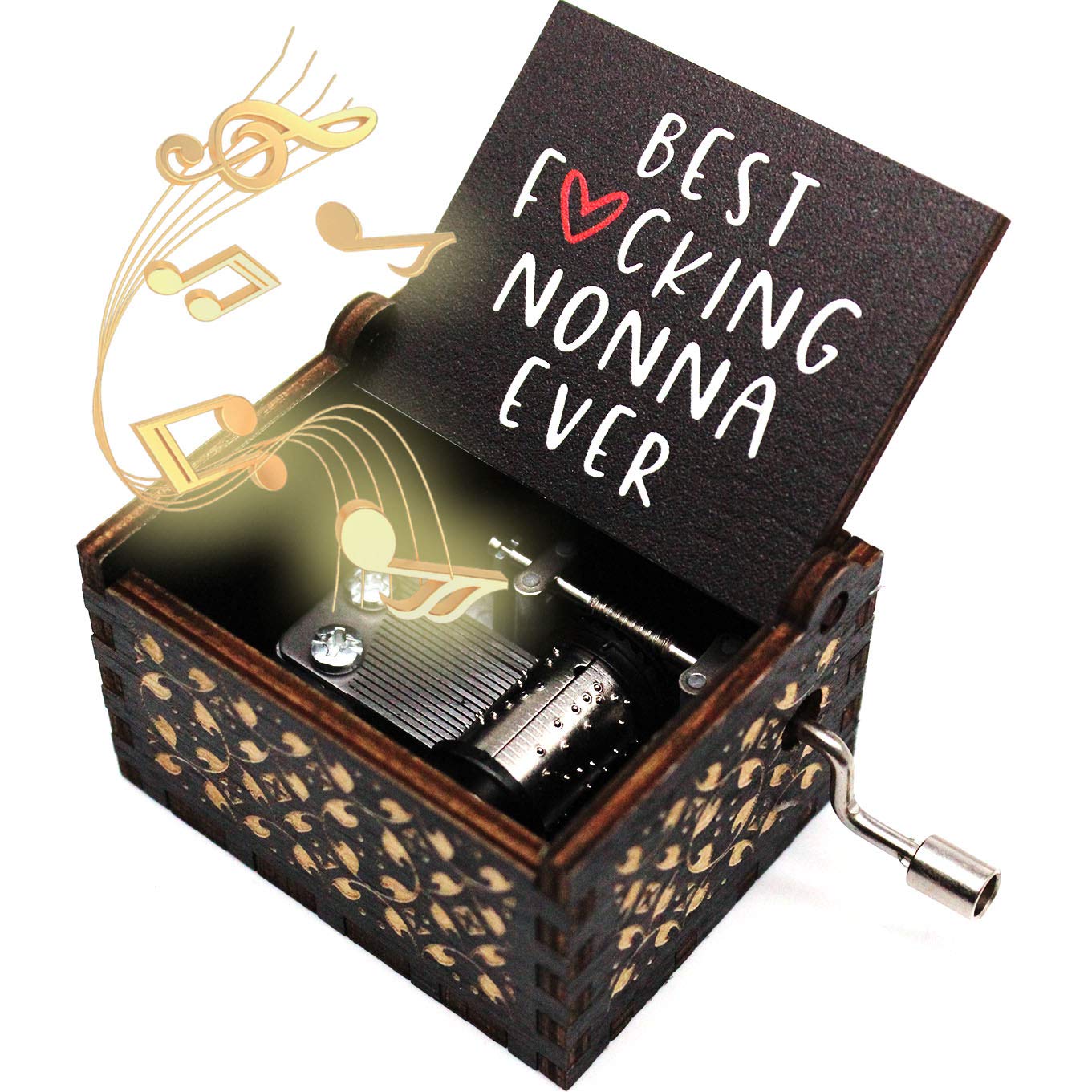 UKEBOBO Wooden Music Box - 'You Are My Sunshine' Hand-Crank Musical Gift for Grandma, Nonna, Mom - Classic Nursery Song Melody - Perfect for Birthdays, Anniversaries & Mother's Day
