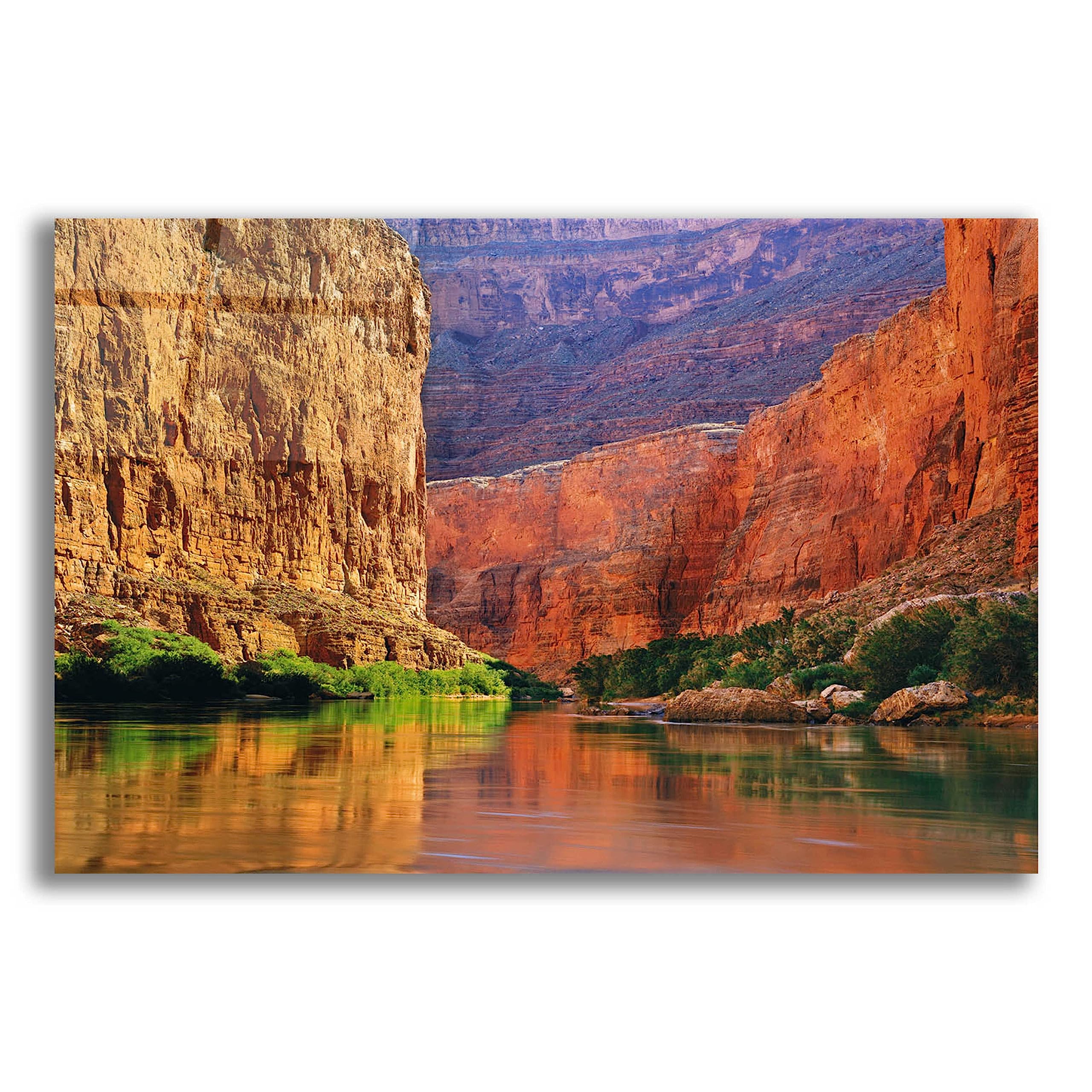 Epic 'Red Wall Gorge' Acrylic Glass Wall Art by John Gavrilis - 24x16 Inches Modern Abstract Painting for Living Room, Bedroom & Office Decor