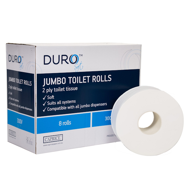 Caprice Duro Jumbo Toilet Paper Roll - Ultra Soft, Strong & Absorbent Bathroom Tissue (12 Rolls) - Perfect for Home, Office & Commercial Use