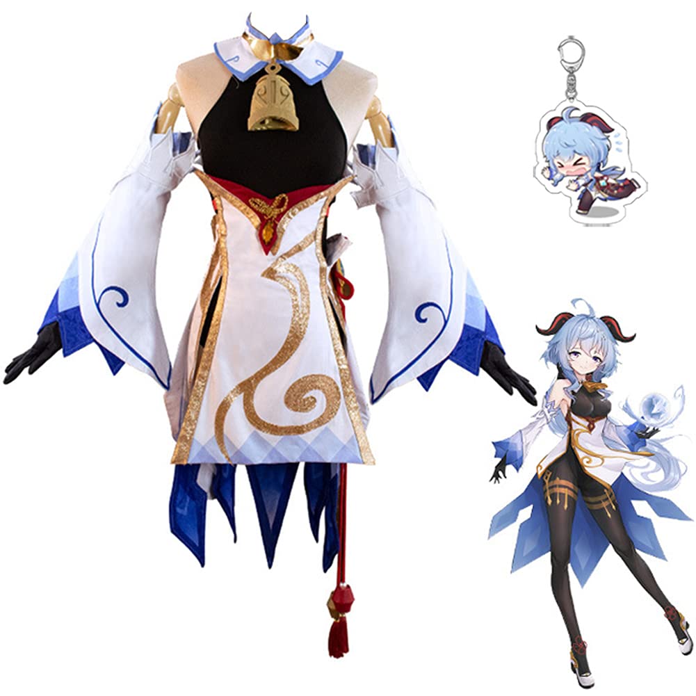Ganyu Cosplay Costume Full Set - Anime Uniform Suit with Stockings & Keychain | Perfect for Halloween, Comic Con, Anime Expo & Cosplay Events