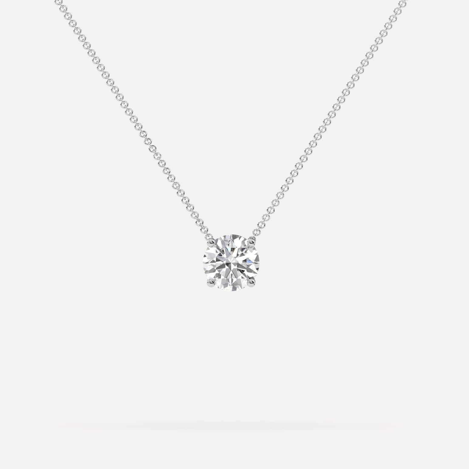 1 Carat Round Floating Diamond Necklace for Women - 14K Gold Solitaire Pendant Necklace - Elegant Jewelry Gift for Anniversary, Wedding & Special Occasions