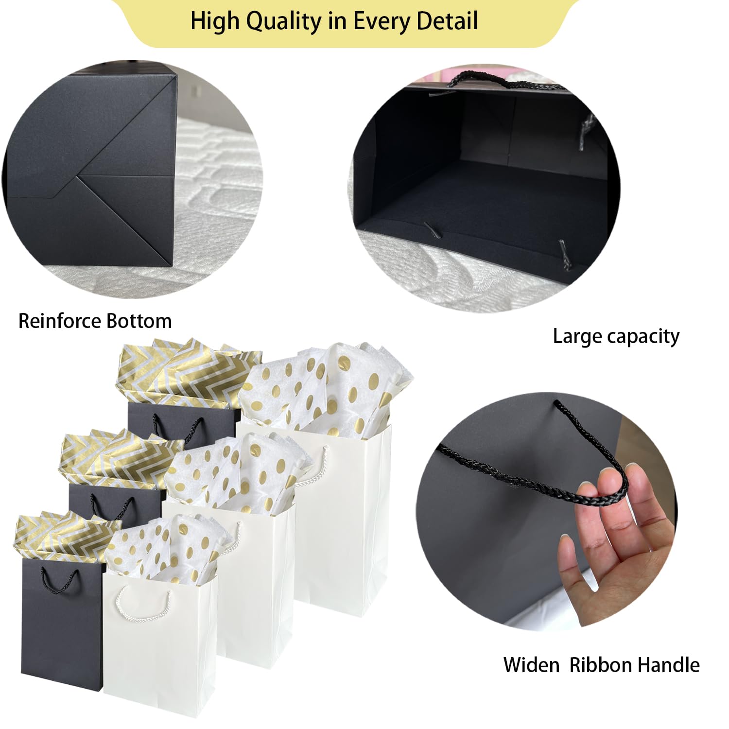 AMROSE 12 Pack Assorted Gift Bags Set with Tissue Paper - Small, Medium & Large Recyclable Paper Gift Bags for Birthdays, Parties, Mother's Day, Weddings | Perfect for Gift Wrapping, Party Favors, Holiday Presents & Special Occasions