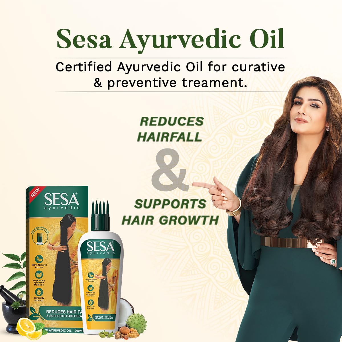 **SESA Ayurvedic Hair Oil 200ml with Free Hair Serum 20ml - Bhringraj & 17 Herbs for Hair Growth & Fall Control - Coconut & 4 Nourishing Oils - Easy Applicator for Men & Women - Perfect for Daily Scalp Massage & Deep Conditioning**
