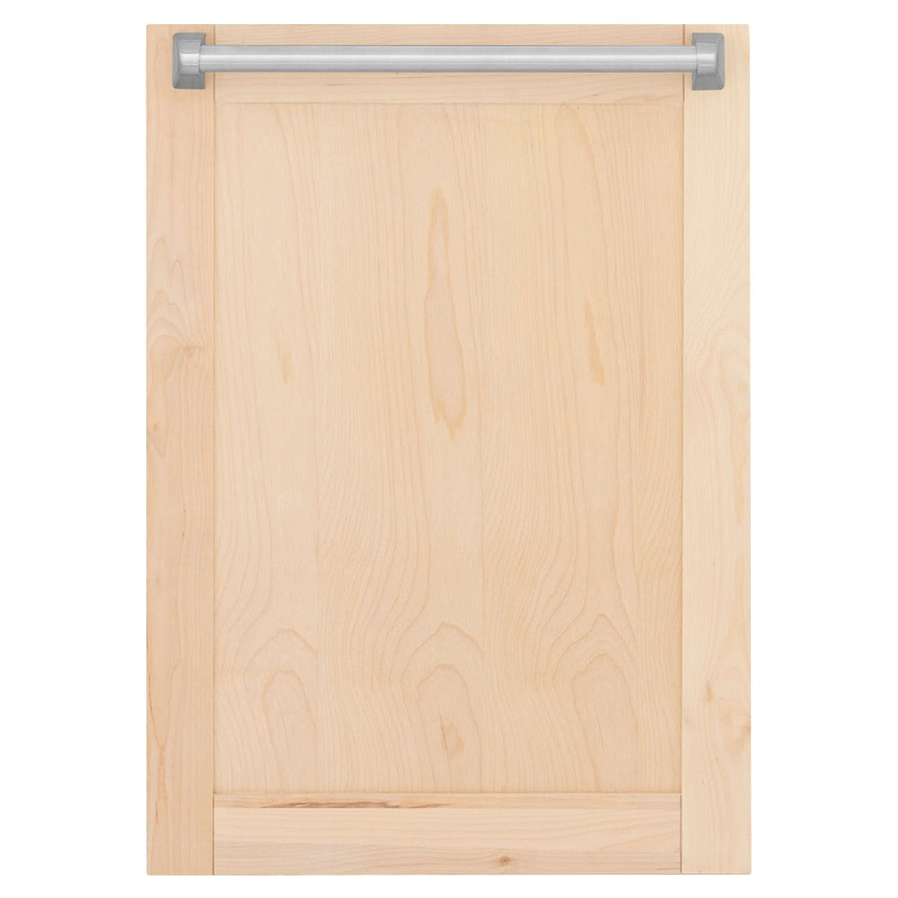 ZLINE 18 Inch Tallac Series 3rd Rack Top Control Built-In Dishwasher - Unfinished Wood with Traditional Handle, 51dBa (DWV UF 18) | Energy Efficient Kitchen Appliance for Modern Homes