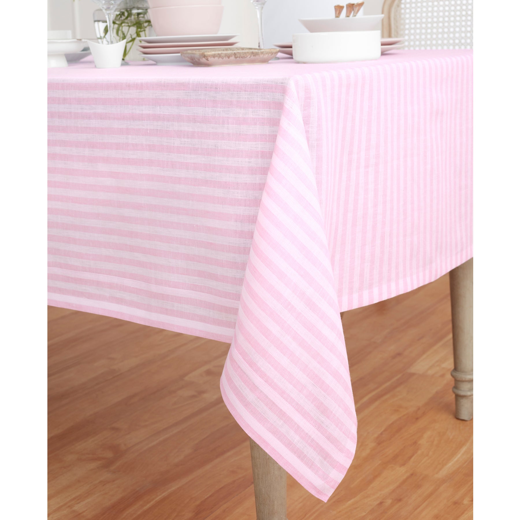 Amalfi Stripe Tablecloth - Waterproof & Stain-Resistant Round Table Cover for Outdoor Dining, Picnics, and Party Decor