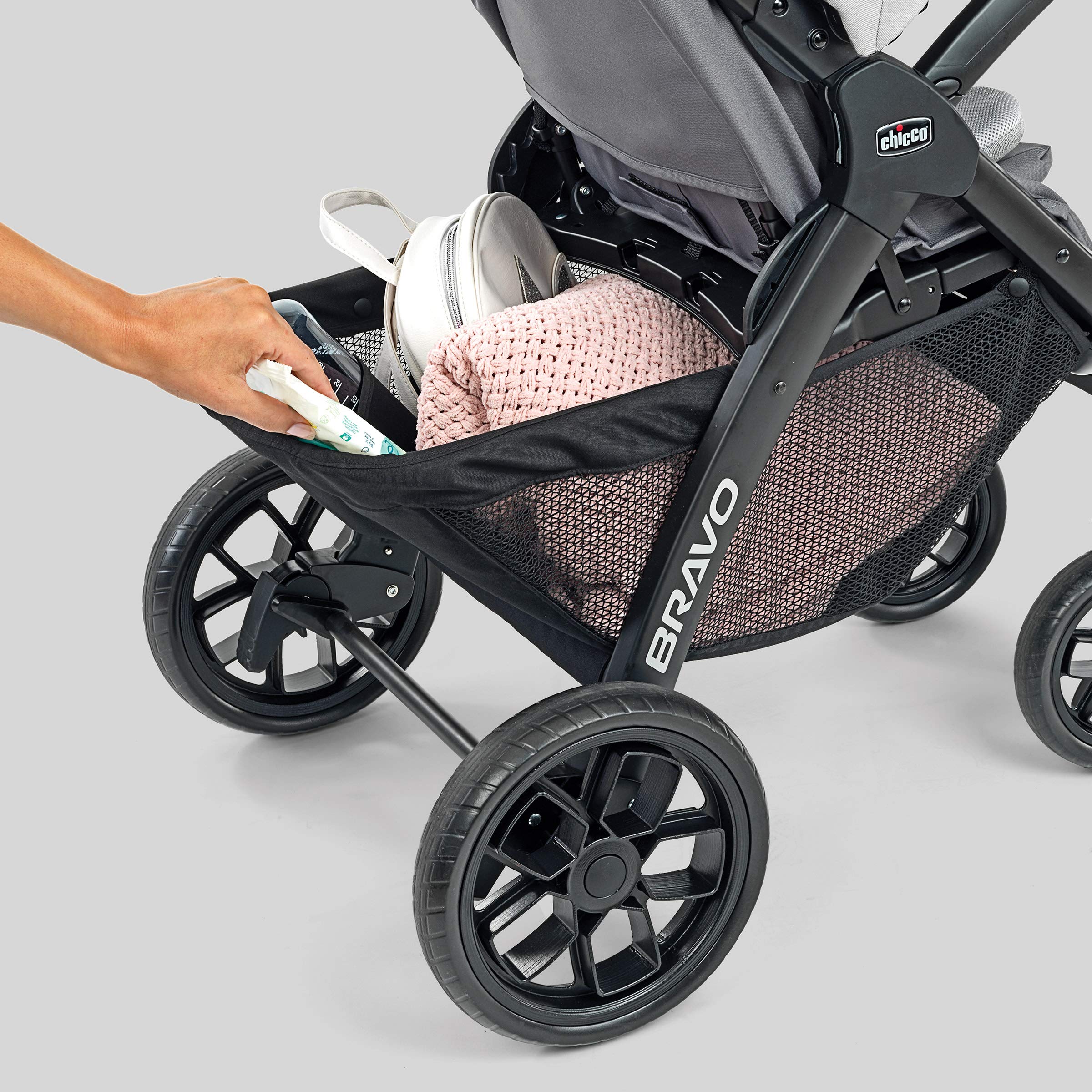 Chicco Bravo LE Trio Travel System - Quick-Fold Stroller with KeyFit 30 Zip Infant Car Seat Combo | Driftwood Grey | Perfect for Newborns, Travel & Everyday Use