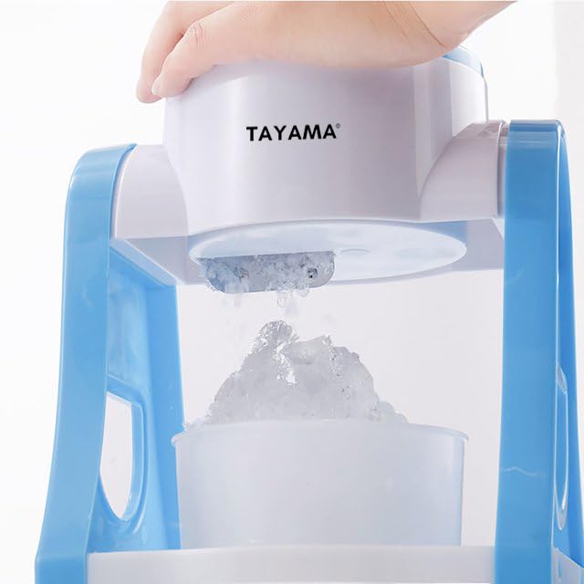 Tayama Manual Hand Crank Snow Cone Maker - Non-Electric Ice Shaver Machine for Shaved Ice, Medium Size in Blue - Perfect for Home Use, Parties, and Summer Treats
