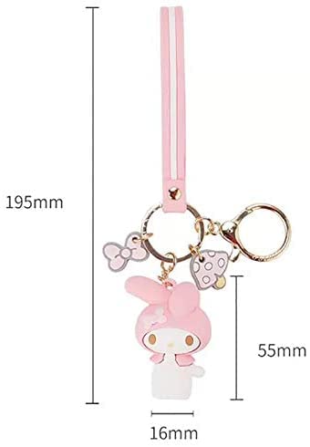 Cute Anime Keychain Set - Hello Kitty, My Melody, Kuromi, Keroppi, Badtz-Maru, Cinnamoroll, Pompompurin - Kawaii Character Keyrings for Backpacks, Bags, Gifts & Collectibles