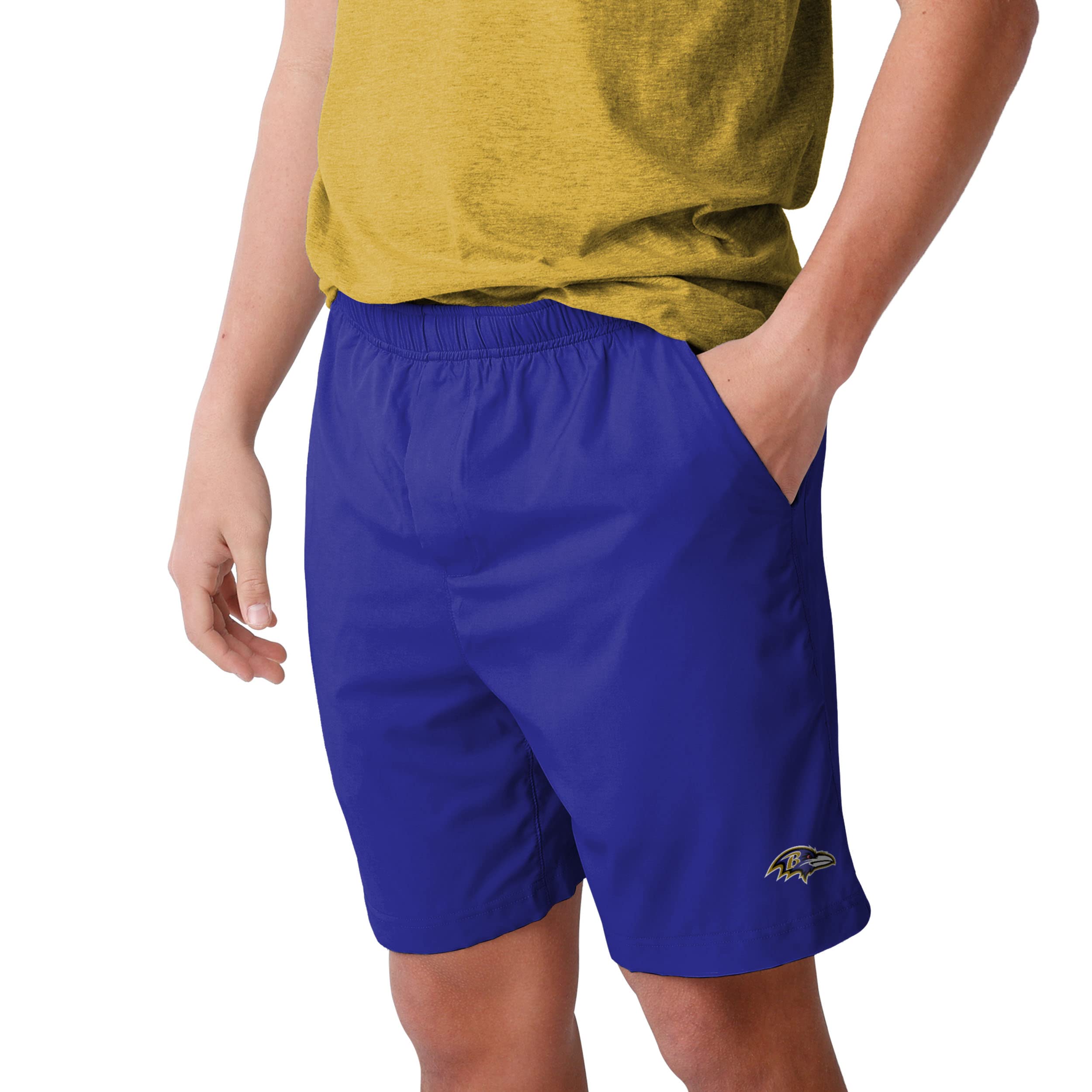 FOCO Baltimore Ravens NFL Men's Solid Woven Athletic Shorts - Medium Size for Football Fans, Game Day Outfits & Casual Wear