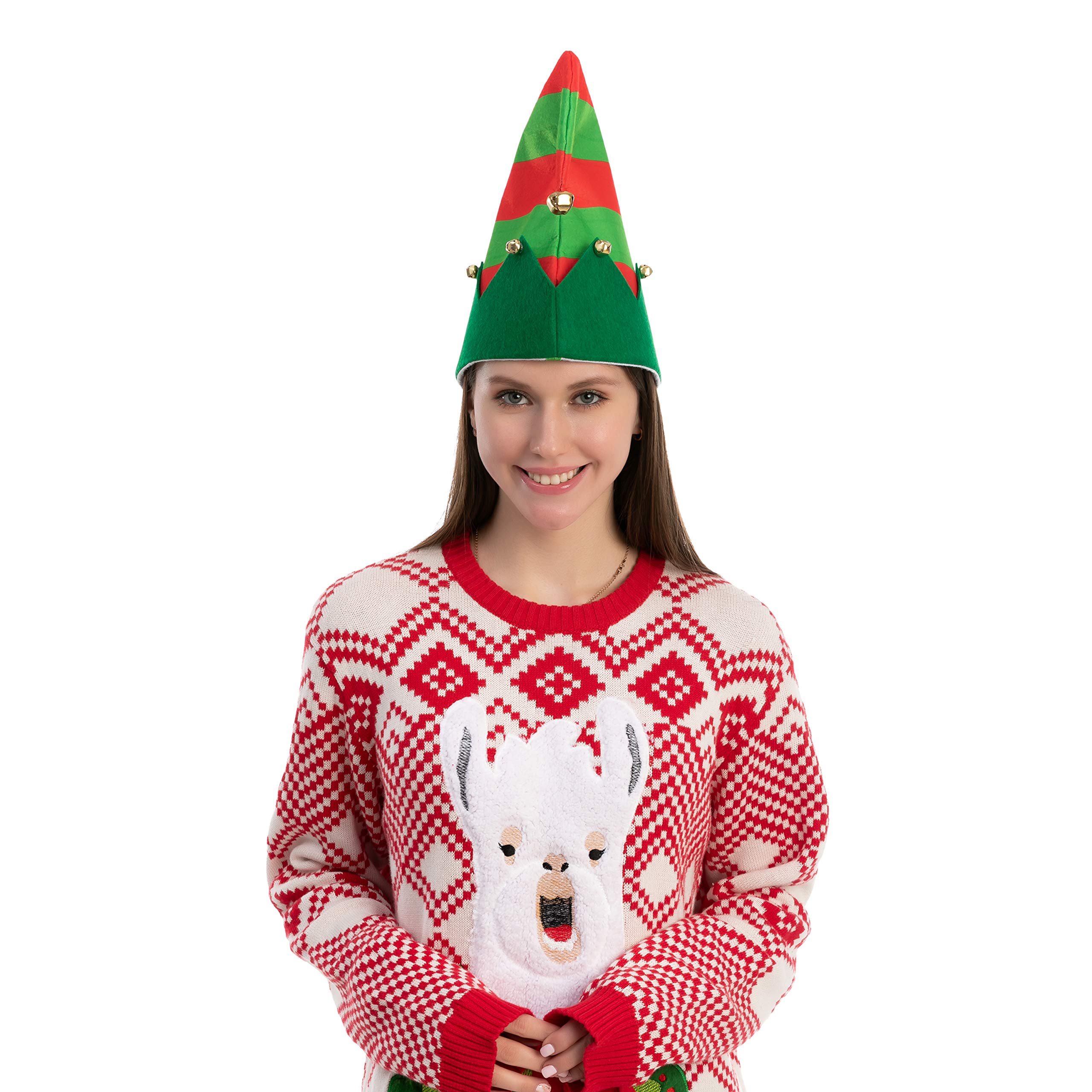 JOYIN 3 Pack Christmas Elf Hats with Jingle Bells - Festive Unisex Holiday Party Hats for Kids & Adults - Funny Xmas Costume Accessories for Holiday Parties, Family Gatherings & Christmas Photo Booths