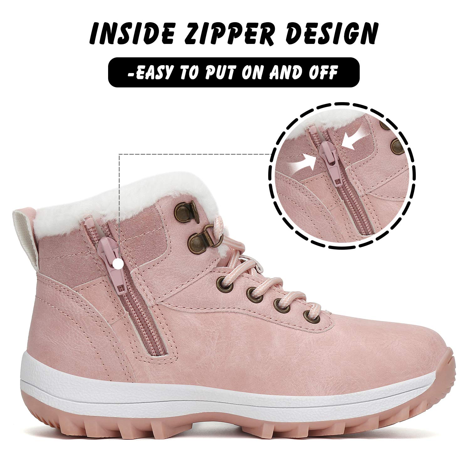Waterproof Kids Winter Snow Boots for Boys & Girls - Warm Fur Lined Hiking Boots for Cold Weather | Outdoor Play, Snow Day & Winter Walking Shoes