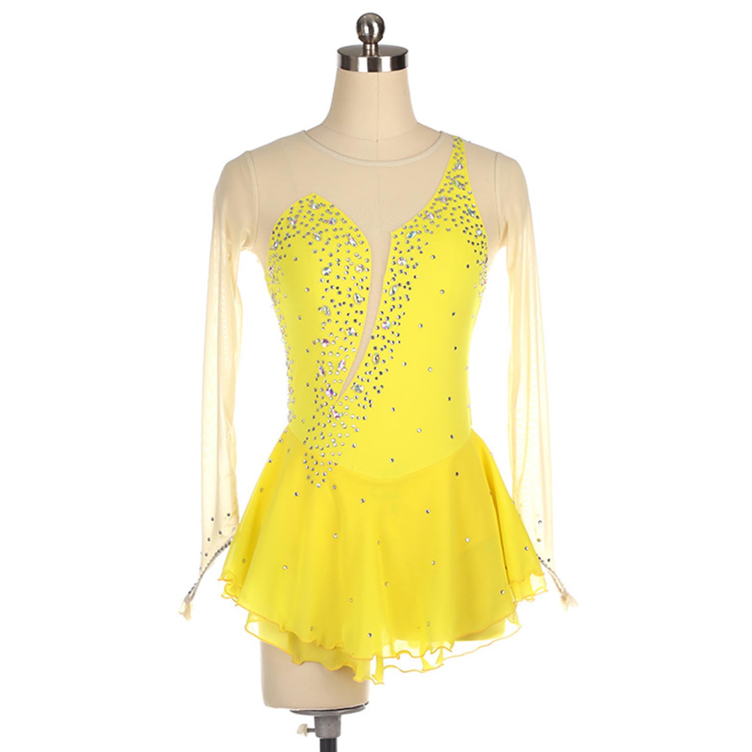 Women's Figure Skating Dress - Elegant Ballet & Lyrical Dance Costume with Long Sleeves for Ice Skating Competitions | Perfect for Performances, Recitals & Professional Ice Shows