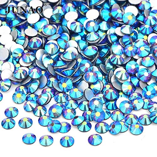 Xuccus JUNAO SS16 SS20 SS30 Hyacinth AB Glitter Glass Nail Rhinestones - Flatback Nail Crystals, Round Glass Strass Diamonds for Nail Art & Crafts (1440Pcs, Amethyst AB) - Perfect for DIY Nail Designs, Manicures, Jewelry Making and Home Decor