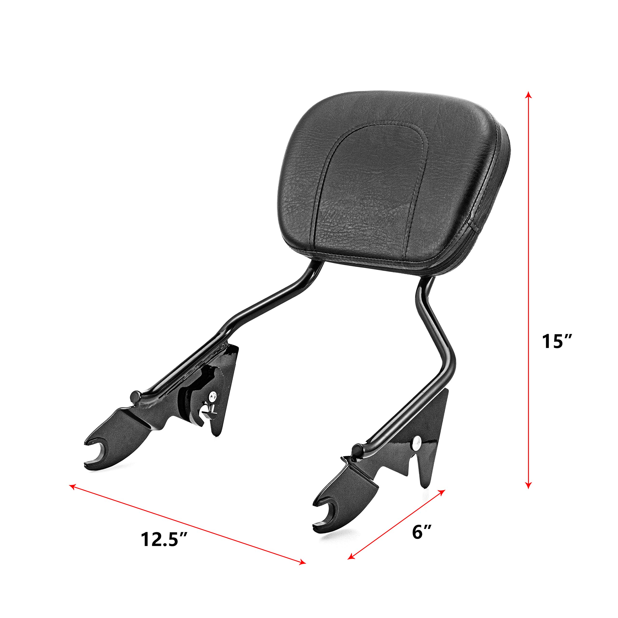 **Mofun Detachable Sissy Bar Backrest Pad with Luggage Rack for Harley Touring Road King Street Glide Electra Glide 2009-2023 - Gloss Black - Comfortable Passenger Support & Secure Storage for Long Rides**