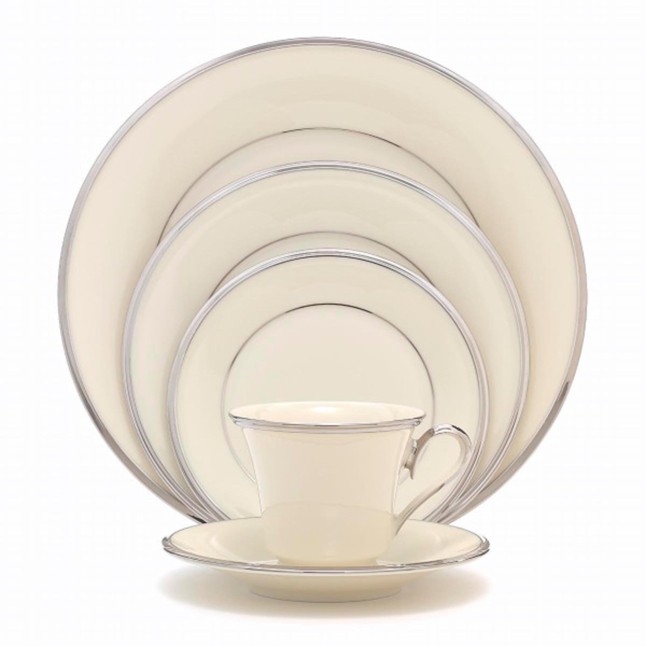 Lenox Solitaire 5-Piece White Dinnerware Place Setting - Elegant Bone China Tableware Set for Formal Dining, Weddings & Special Occasions