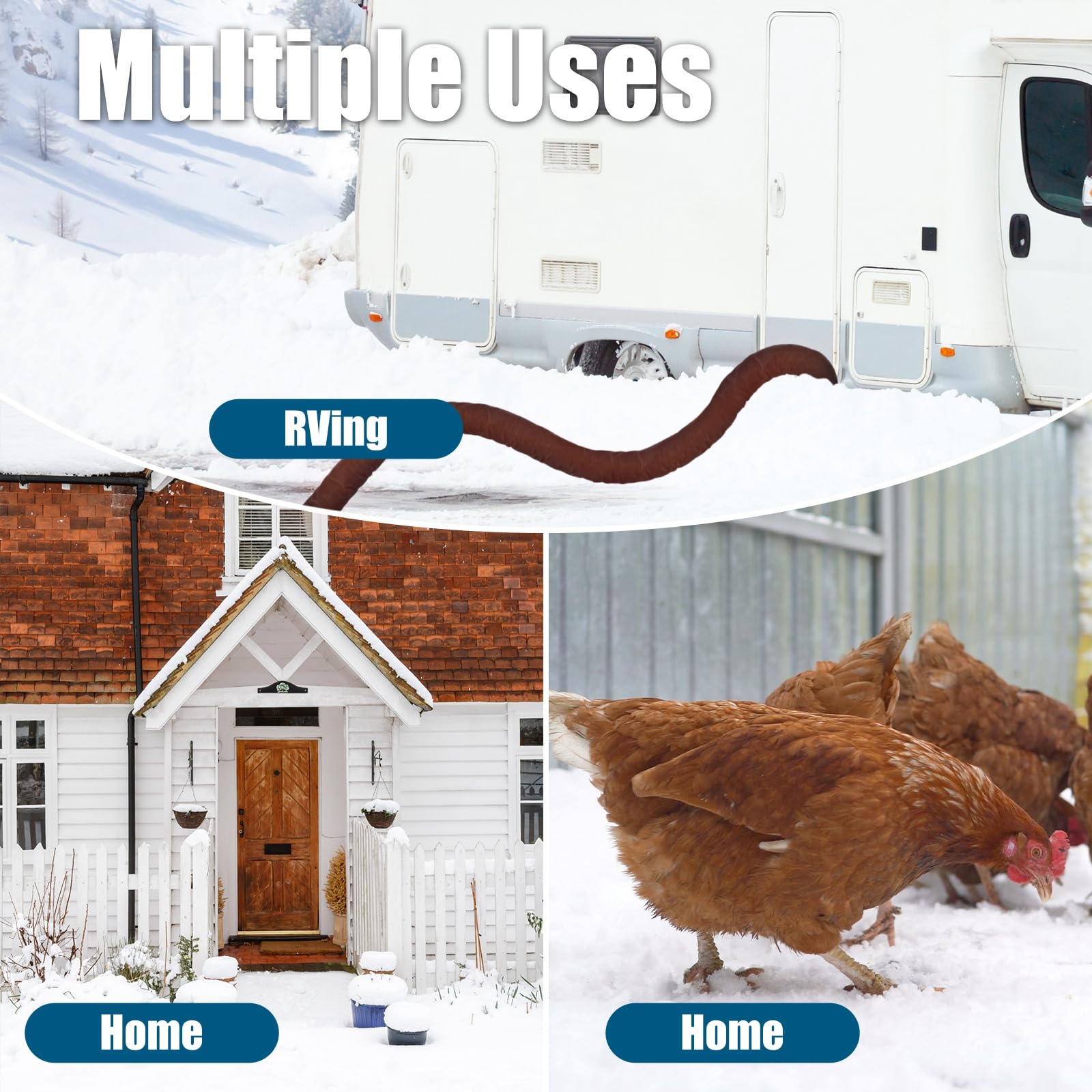 10 FT RV Heated Sewer Hose Cover Kit for Winter Camping -20°F Protection | Insulated Waste Discharge Hose Sleeve | RV Camper Accessories for Freezing Temperatures | Perfect for Cold Weather RV Trips and Snowbird Travel