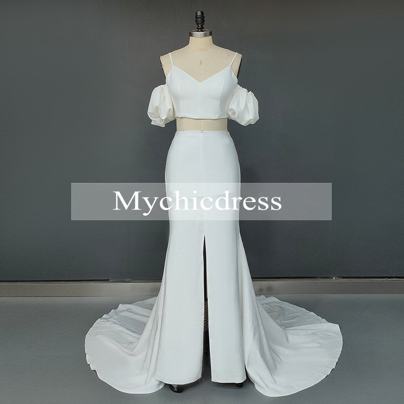 Mermaid Two Piece Beach Wedding Dresses | Split Summer Maxi Dresses for Brides | Perfect for Beach Weddings, Tropical Vacations & Romantic Getaways