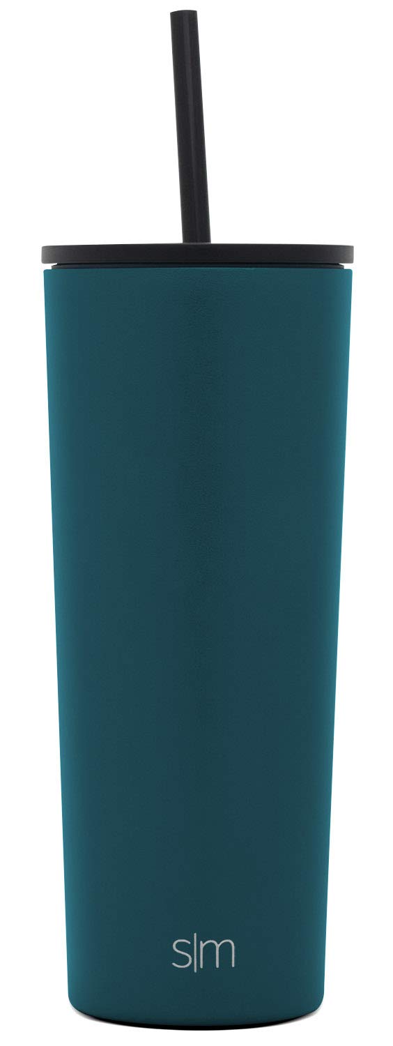 Simple Modern 24oz Insulated Stainless Steel Tumbler with Lid & Straw - Reusable Travel Mug for Hot/Cold Drinks - Perfect for Coffee, Iced Tea & Water - Great Gift for Women & Men - Classic Collection (Riptide) - Ideal for Office, Gym, Hiking & Road Trips